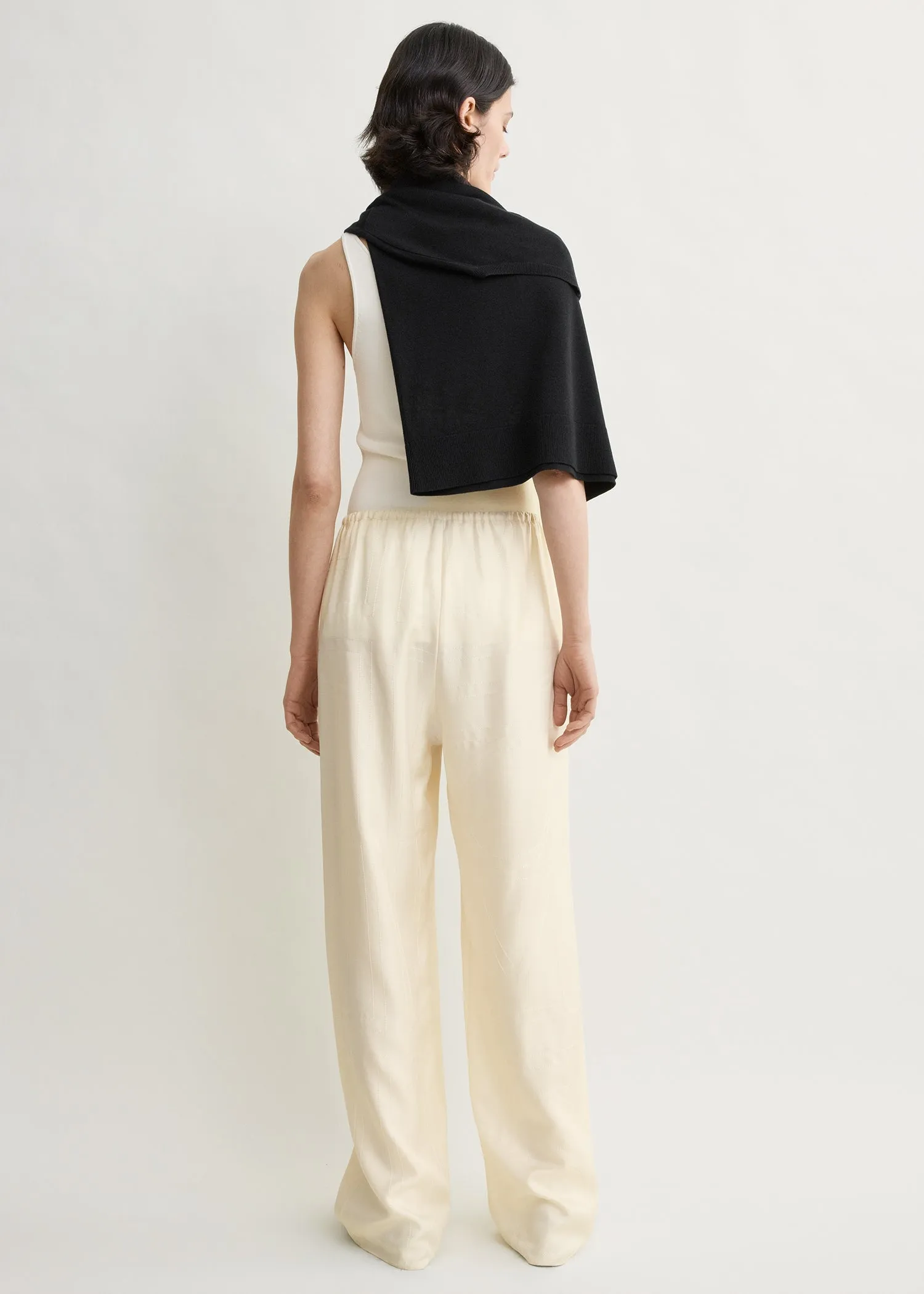 Monogram silk pj bottoms cream sold by Toteme product image thumbnail 5