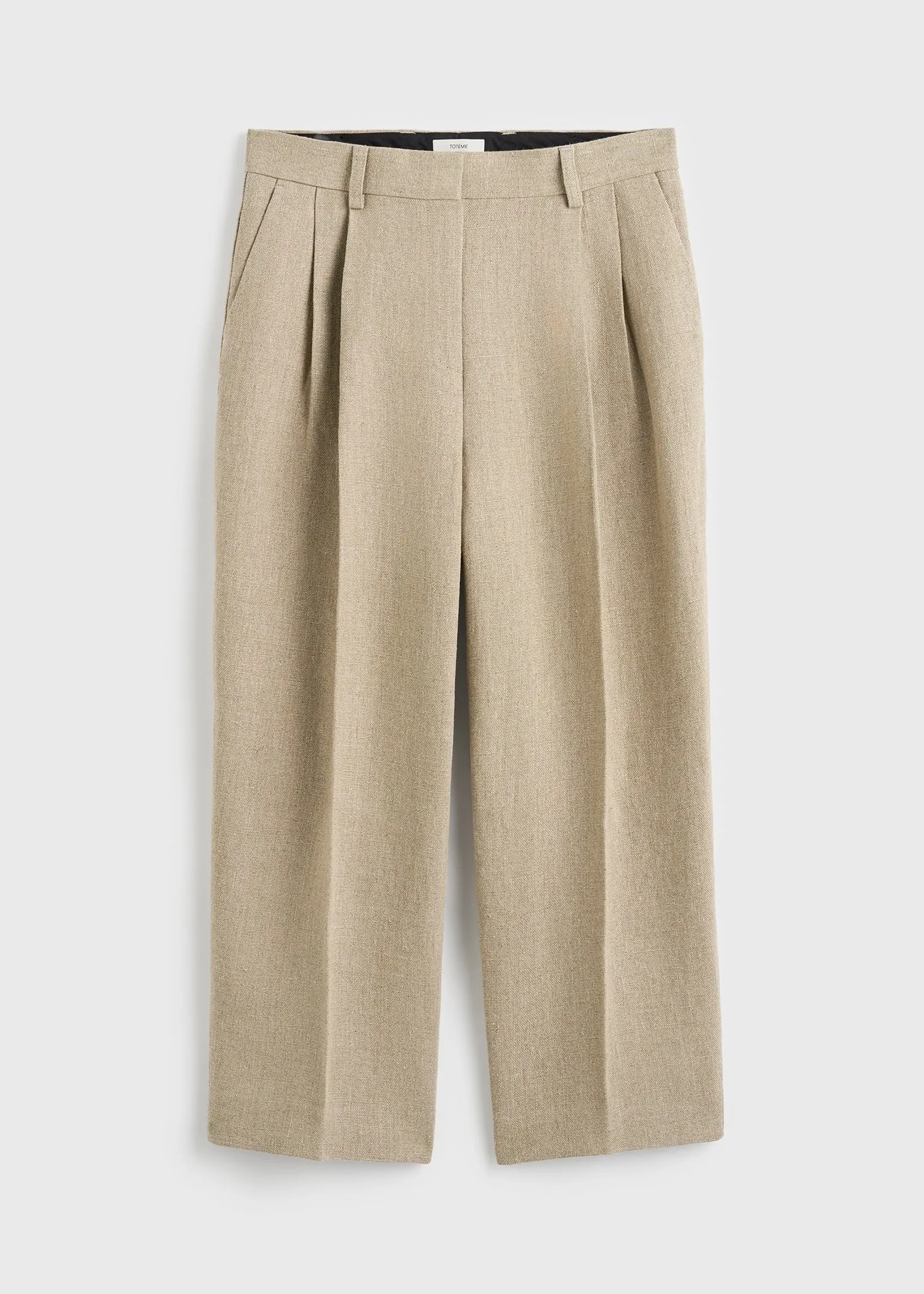 Double-pleat cropped linen trousers beige sold by Toteme product image thumbnail 5