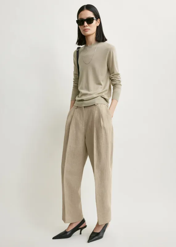 Double-pleat cropped linen trousers beige made by Toteme