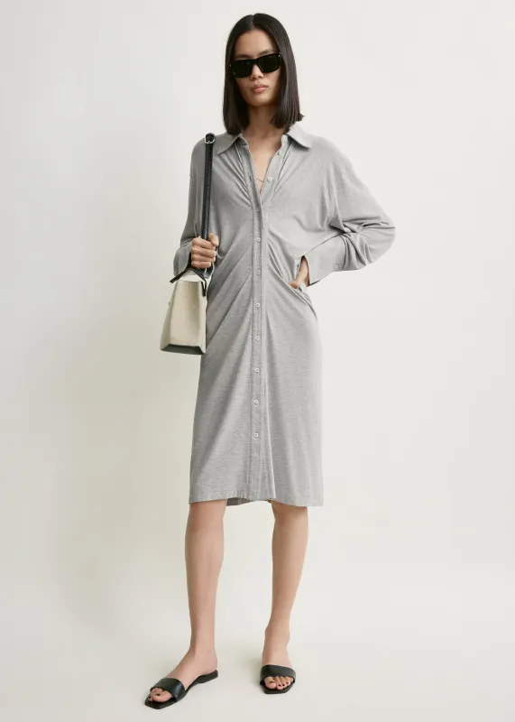 Slouch jersey shirtdress pale grey mélange made by Toteme