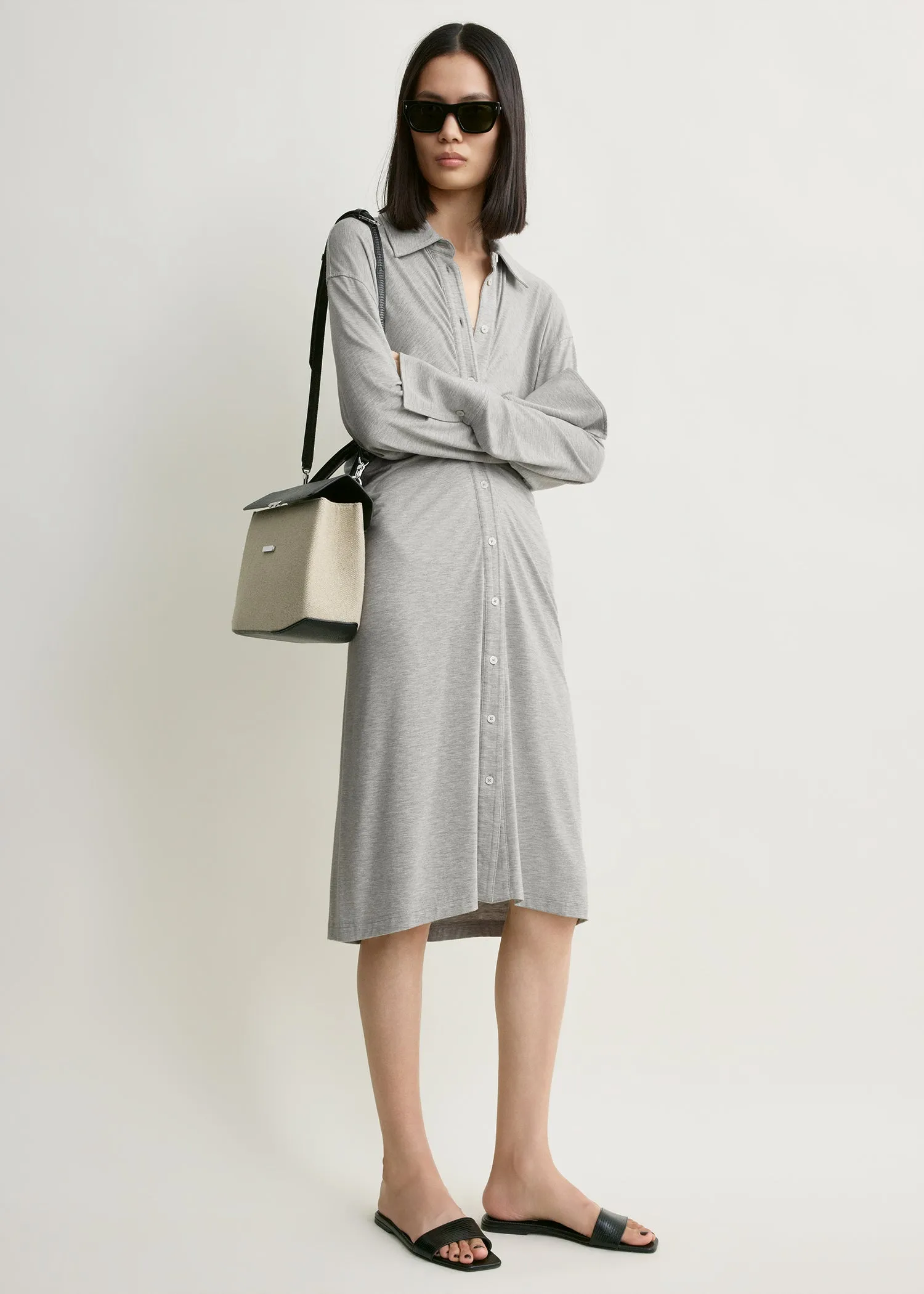 Slouch jersey shirtdress pale grey mélange sold by Toteme product image thumbnail 2