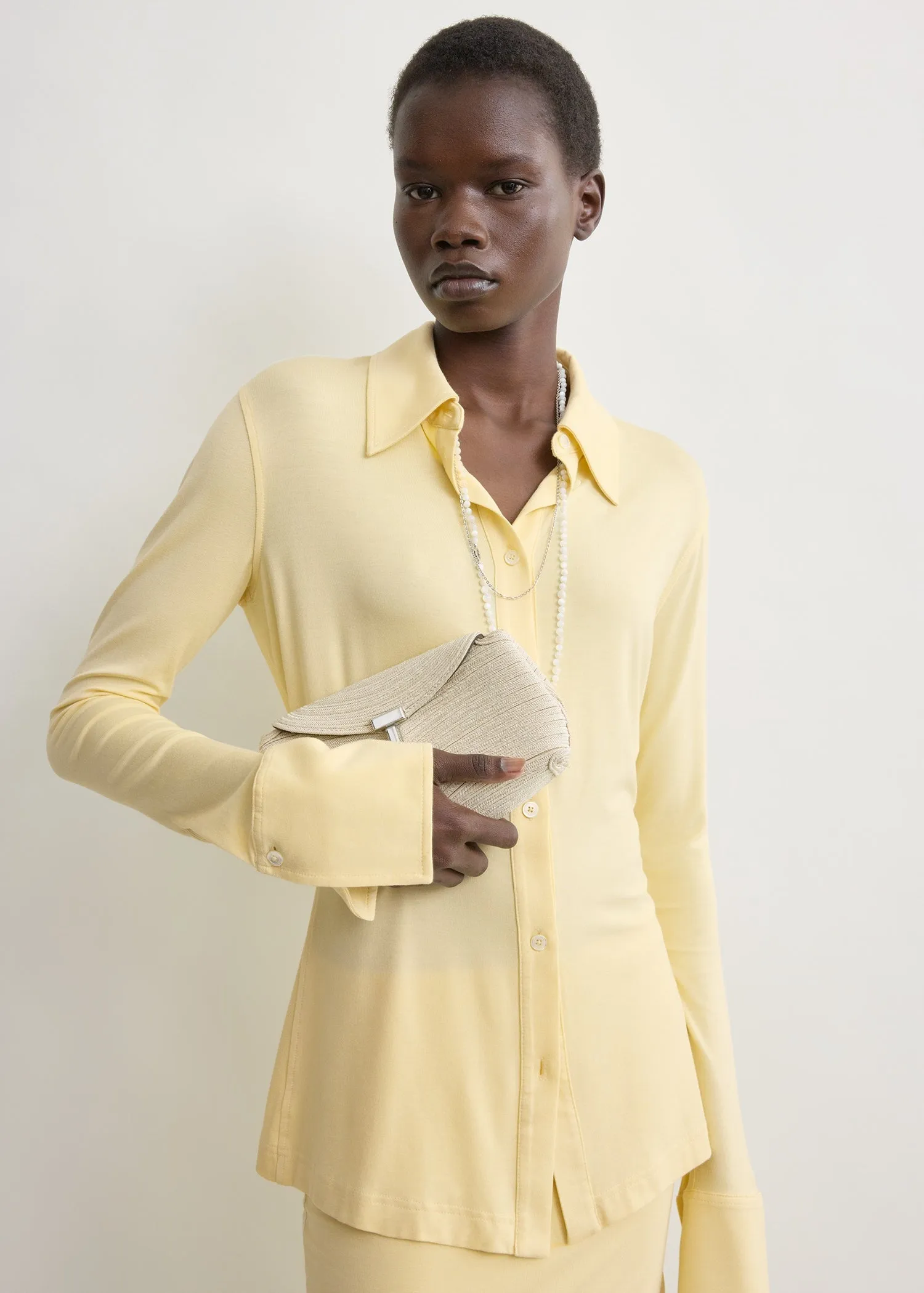 Fitted jersey shirt buttercup sold by Toteme product image thumbnail 4