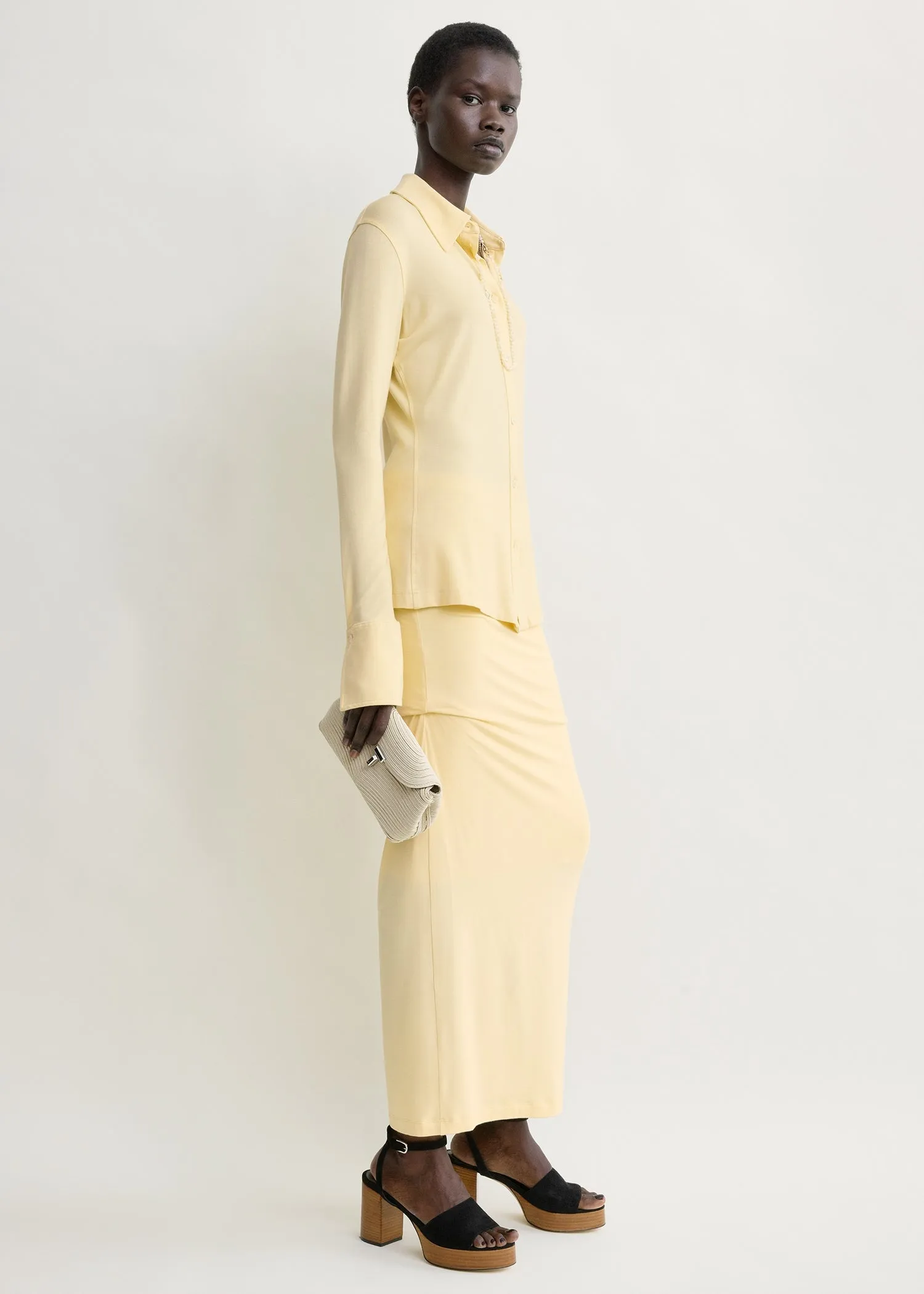 Fitted jersey shirt buttercup sold by Toteme product image thumbnail 2