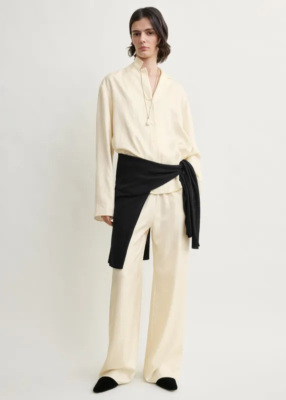 Monogram silk pj top cream made by Toteme