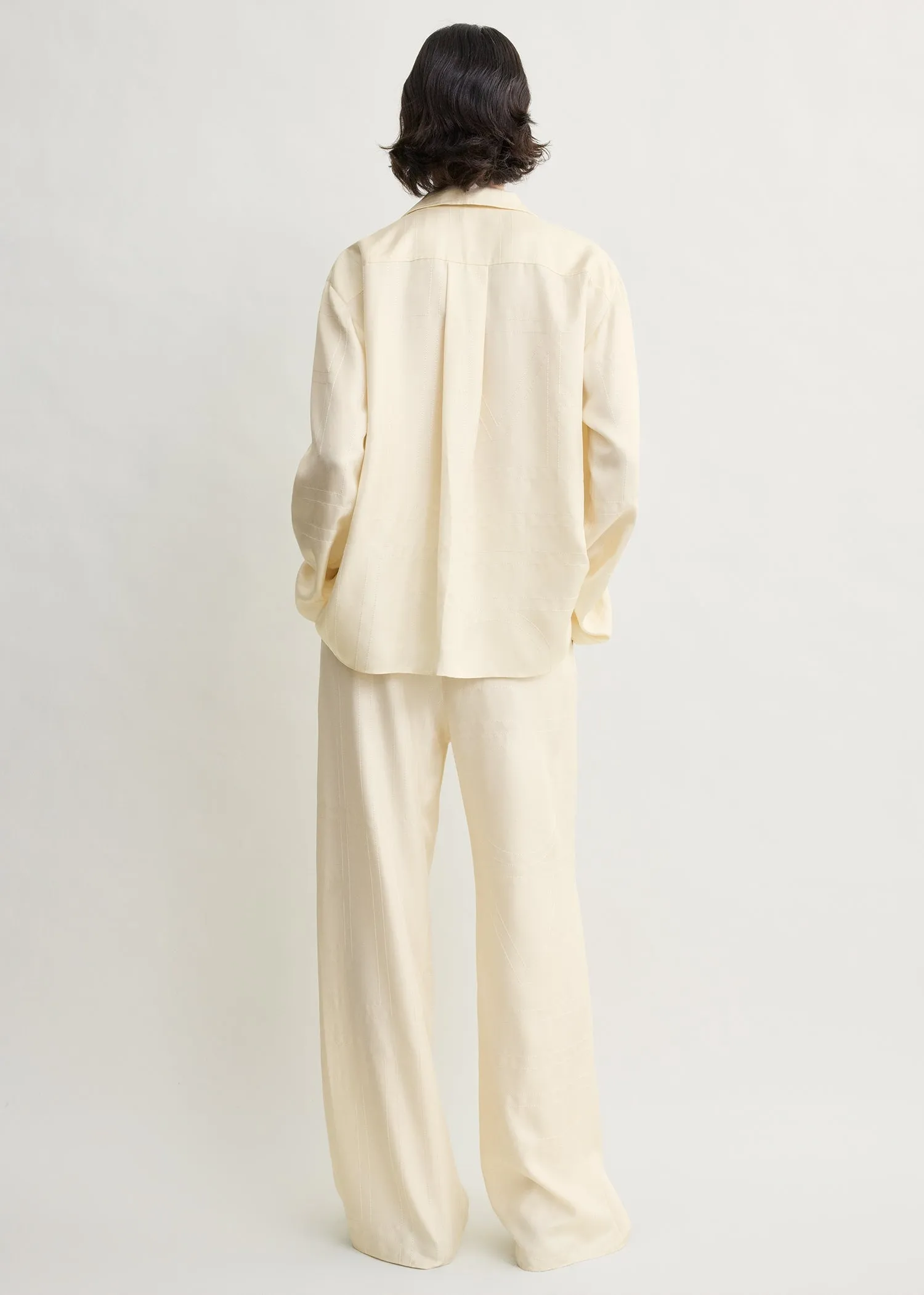 Monogram silk pj top cream sold by Toteme product image thumbnail 3