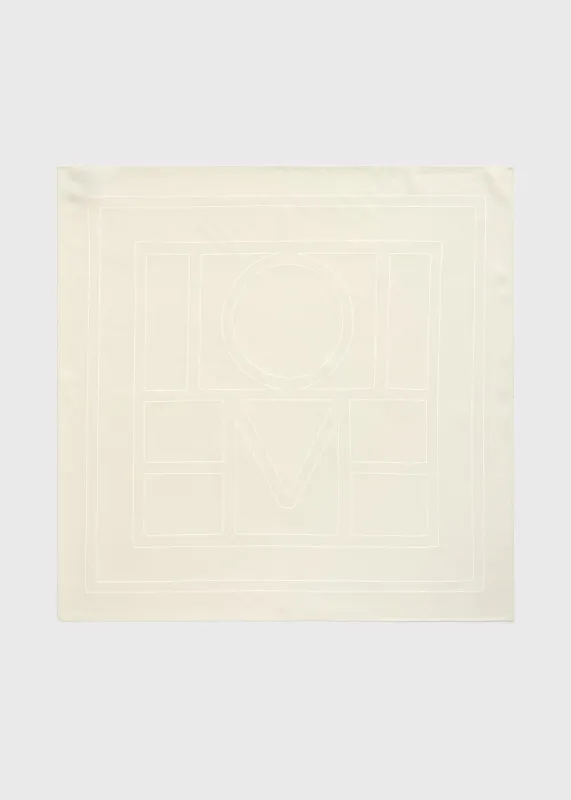 Embroidered monogram silk scarf cream made by Toteme