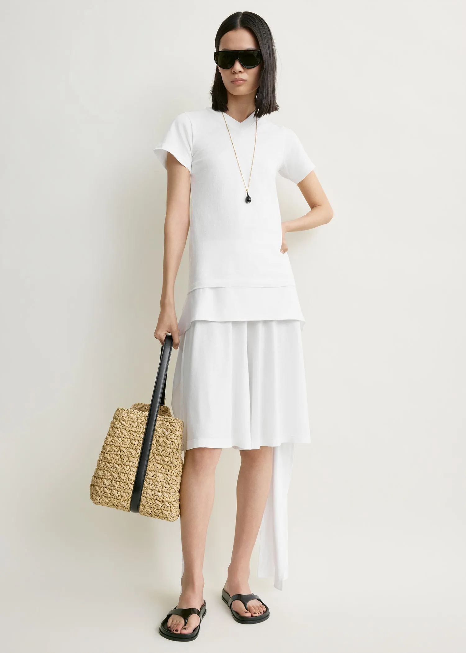 Tie-waist jersey shorts white sold by Toteme