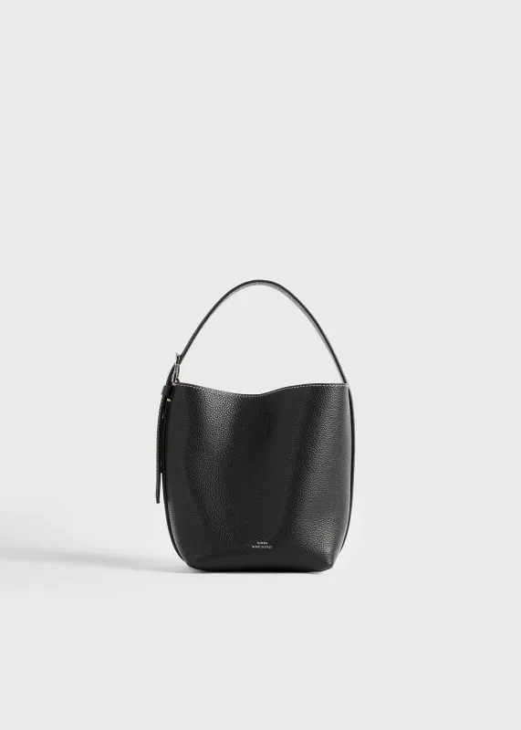 Small belted grained-leather tote black made by Toteme