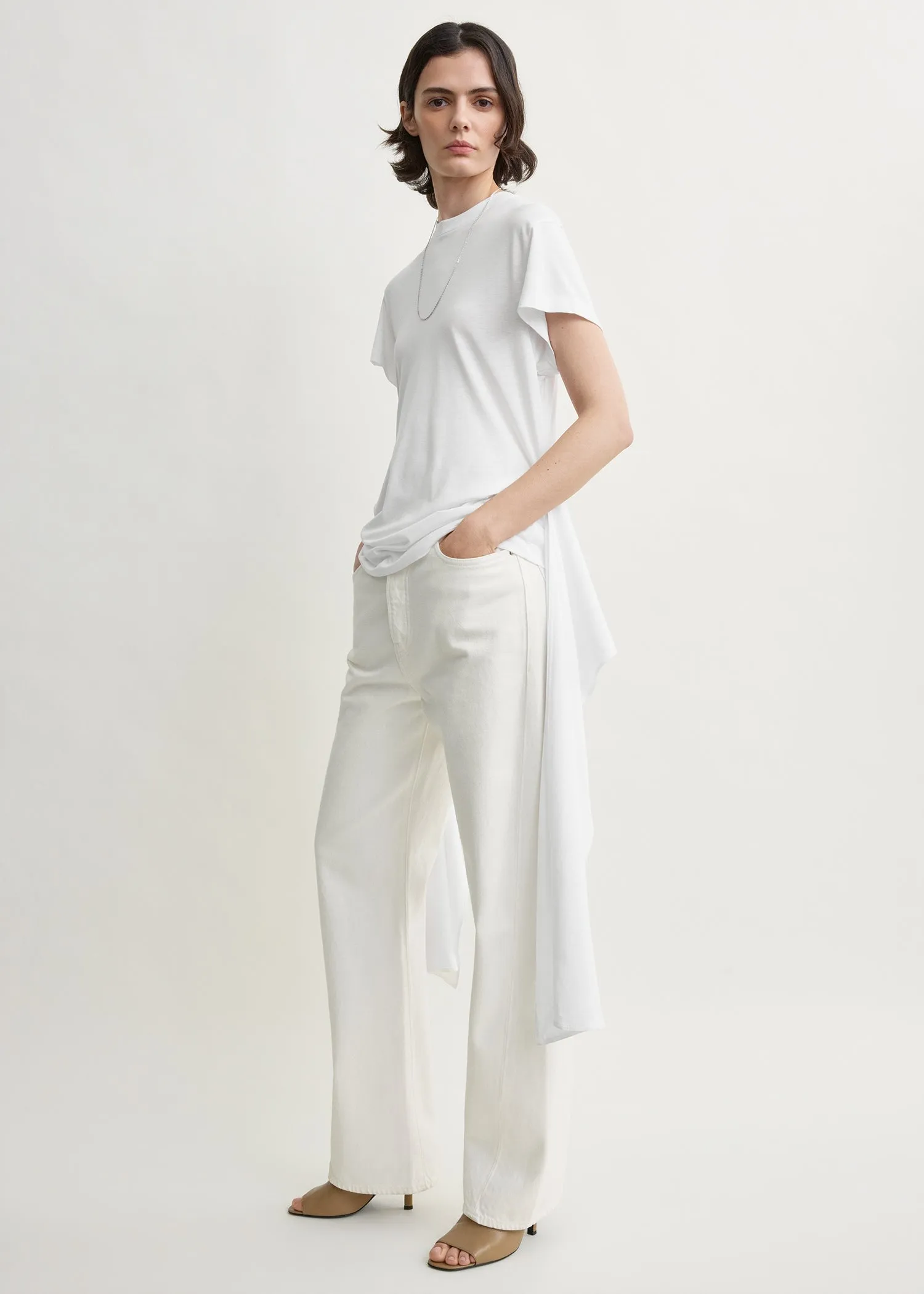 Tie-waist jersey top white sold by Toteme product image thumbnail 2