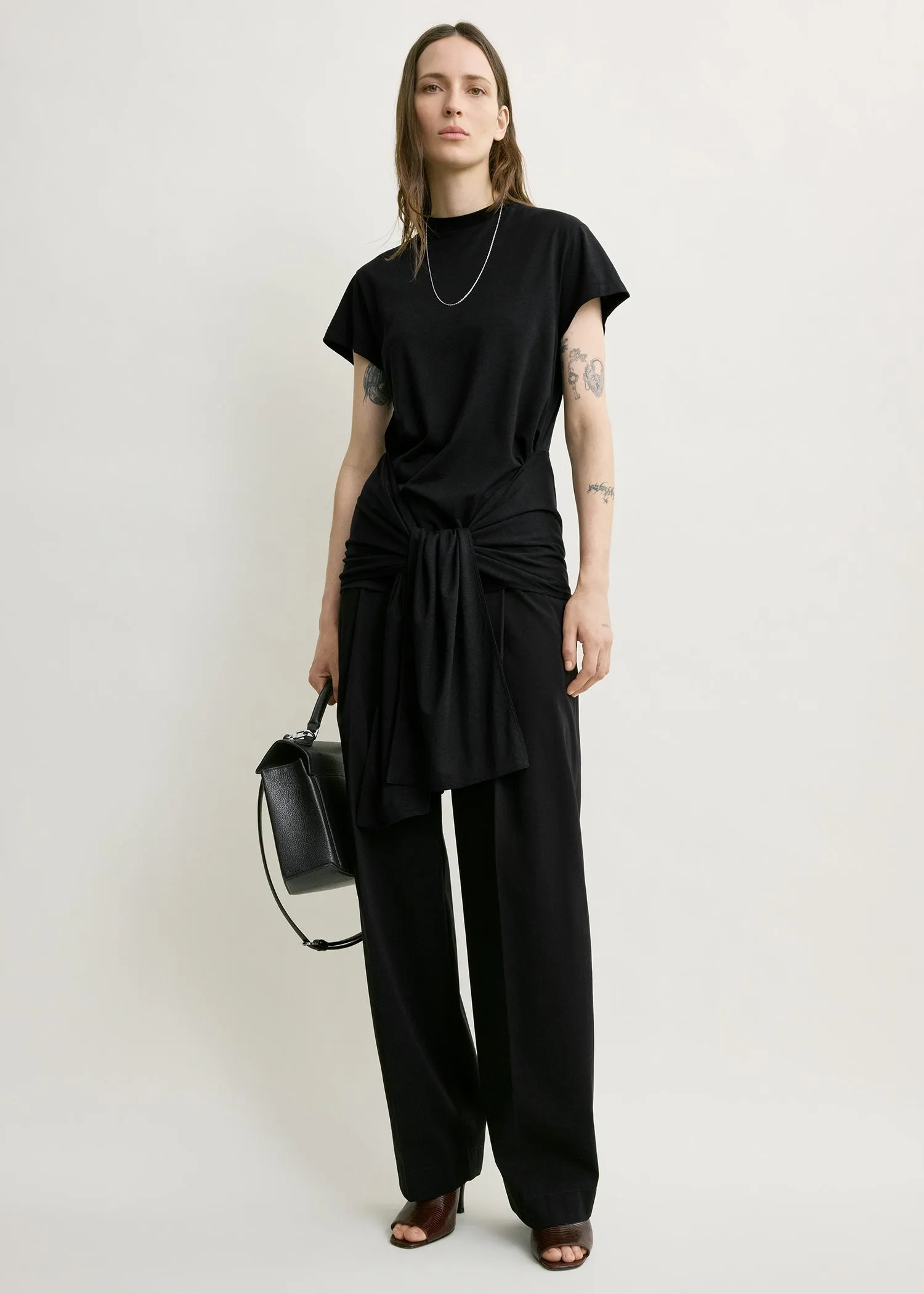 Tie-waist jersey top black sold by Toteme product image thumbnail 5