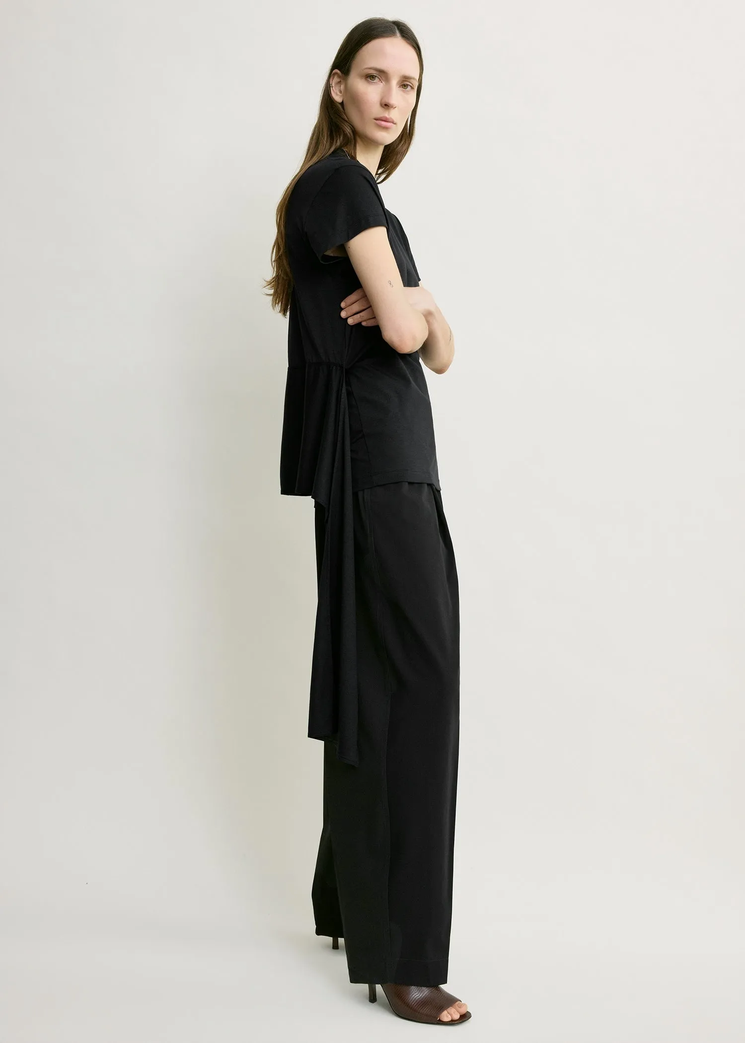 Tie-waist jersey top black sold by Toteme product image thumbnail 2