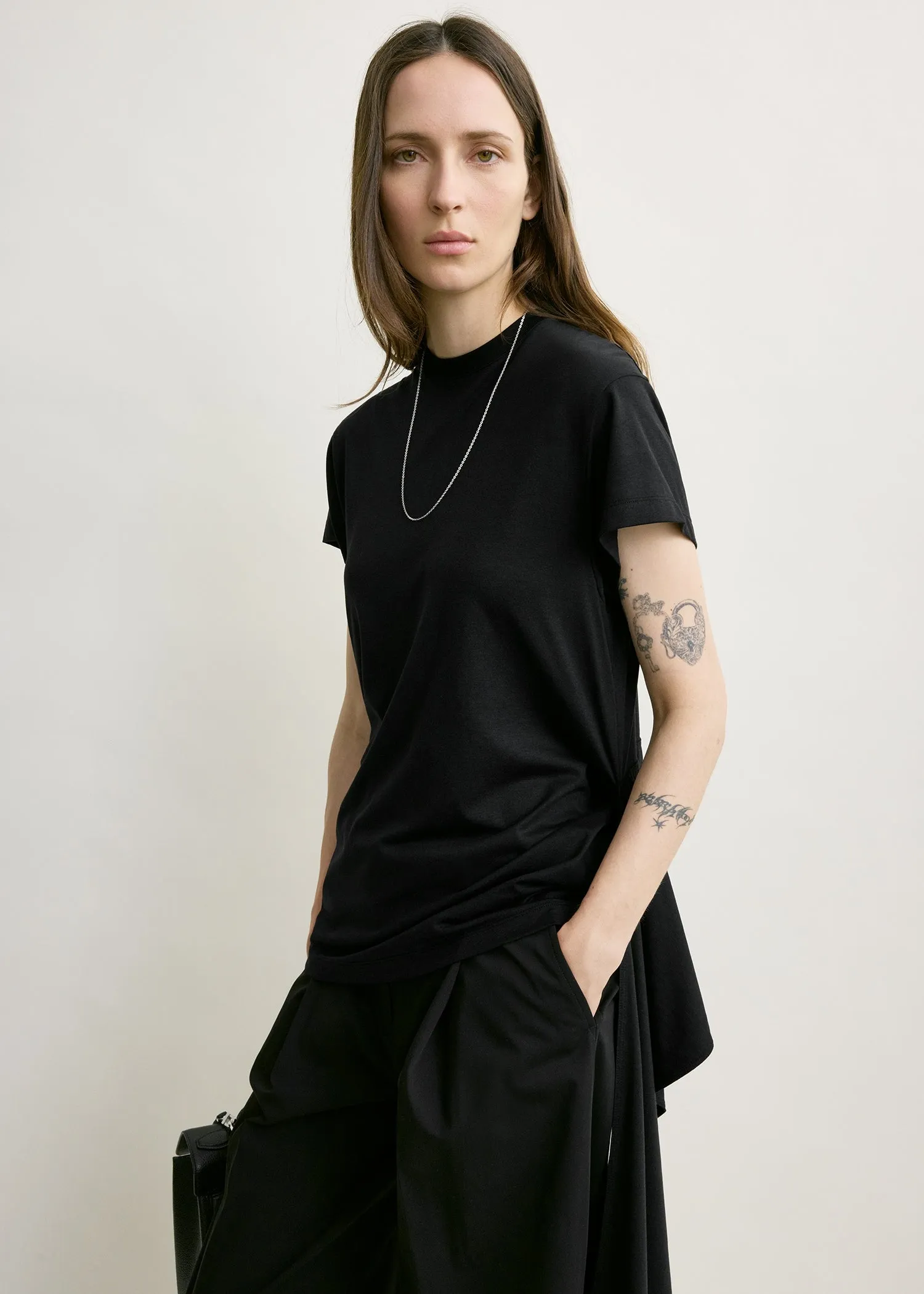 Tie-waist jersey top black sold by Toteme product image thumbnail 3