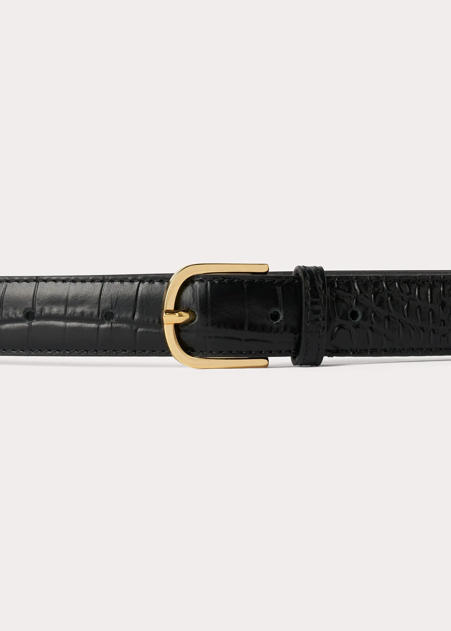 Slim croco-embossed trouser belt black sold by Toteme product image thumbnail 5