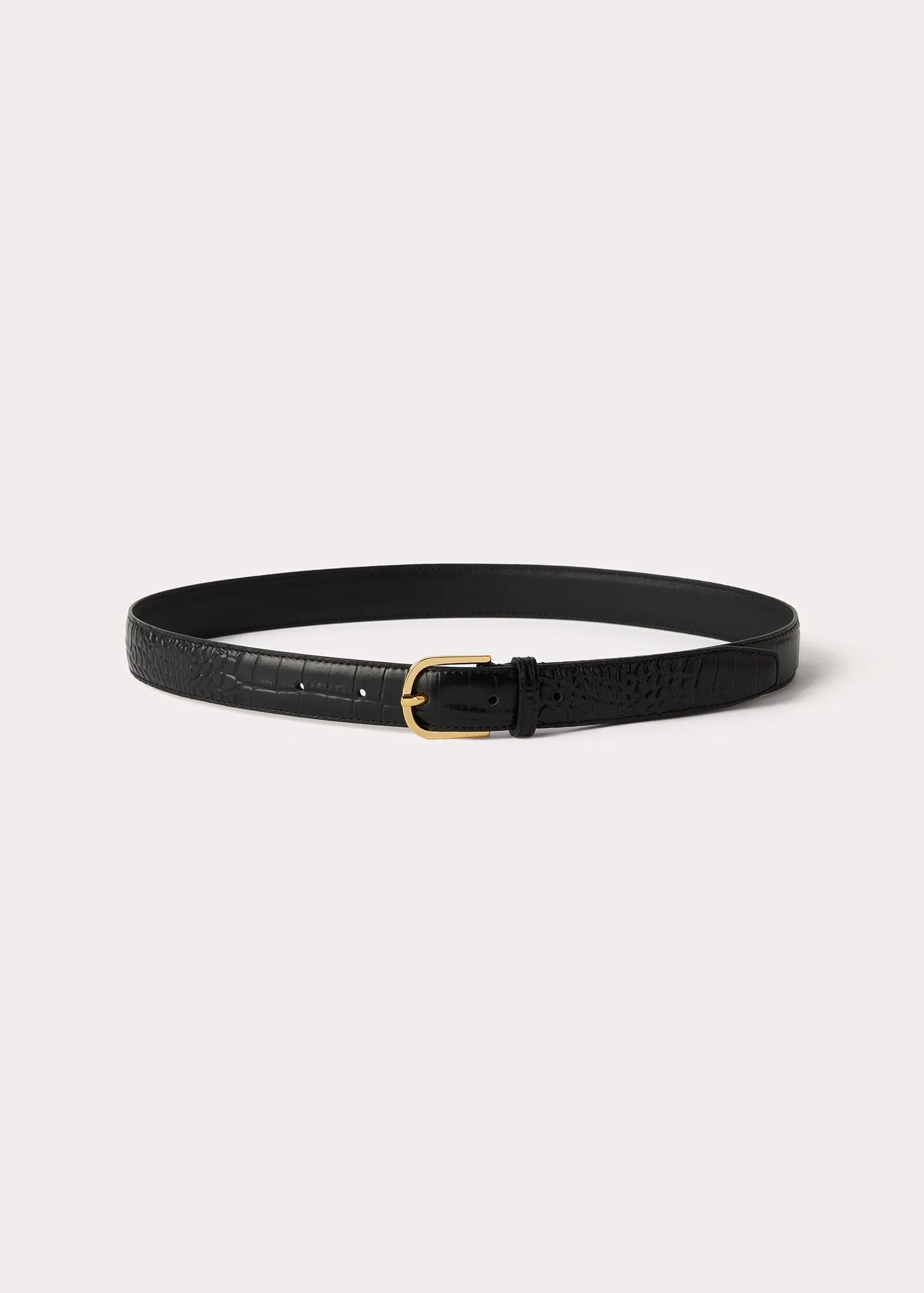 Slim croco-embossed trouser belt black sold by Toteme product image thumbnail 3