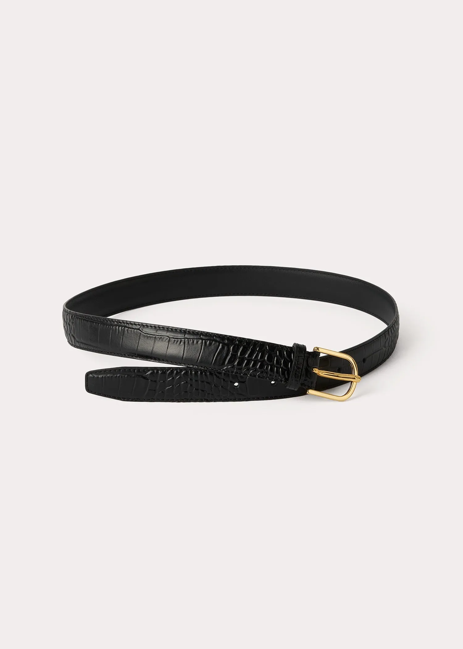 Slim croco-embossed trouser belt black sold by Toteme product image thumbnail 4