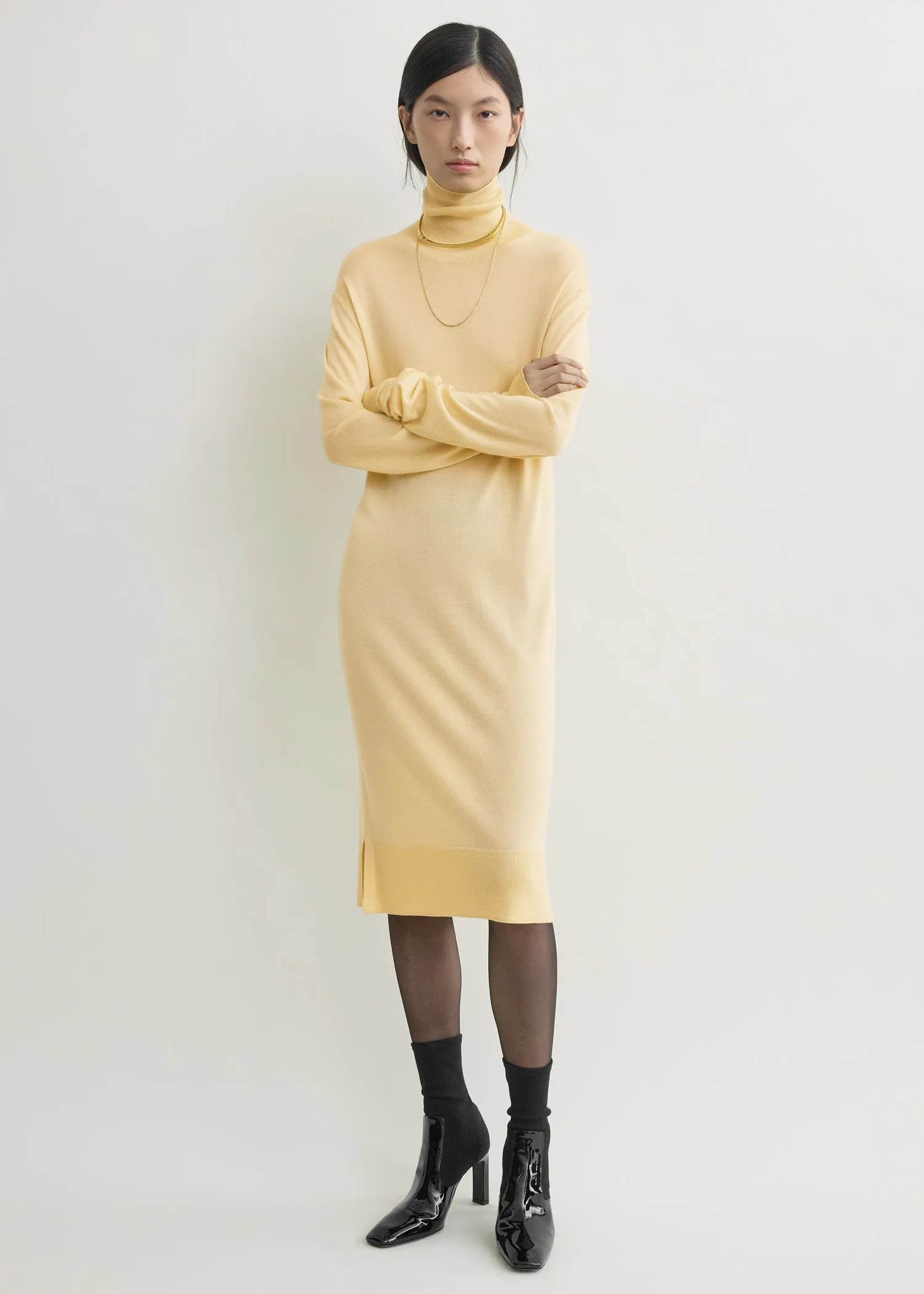 Turtleneck dress champagne petite sold by Toteme product image thumbnail 5