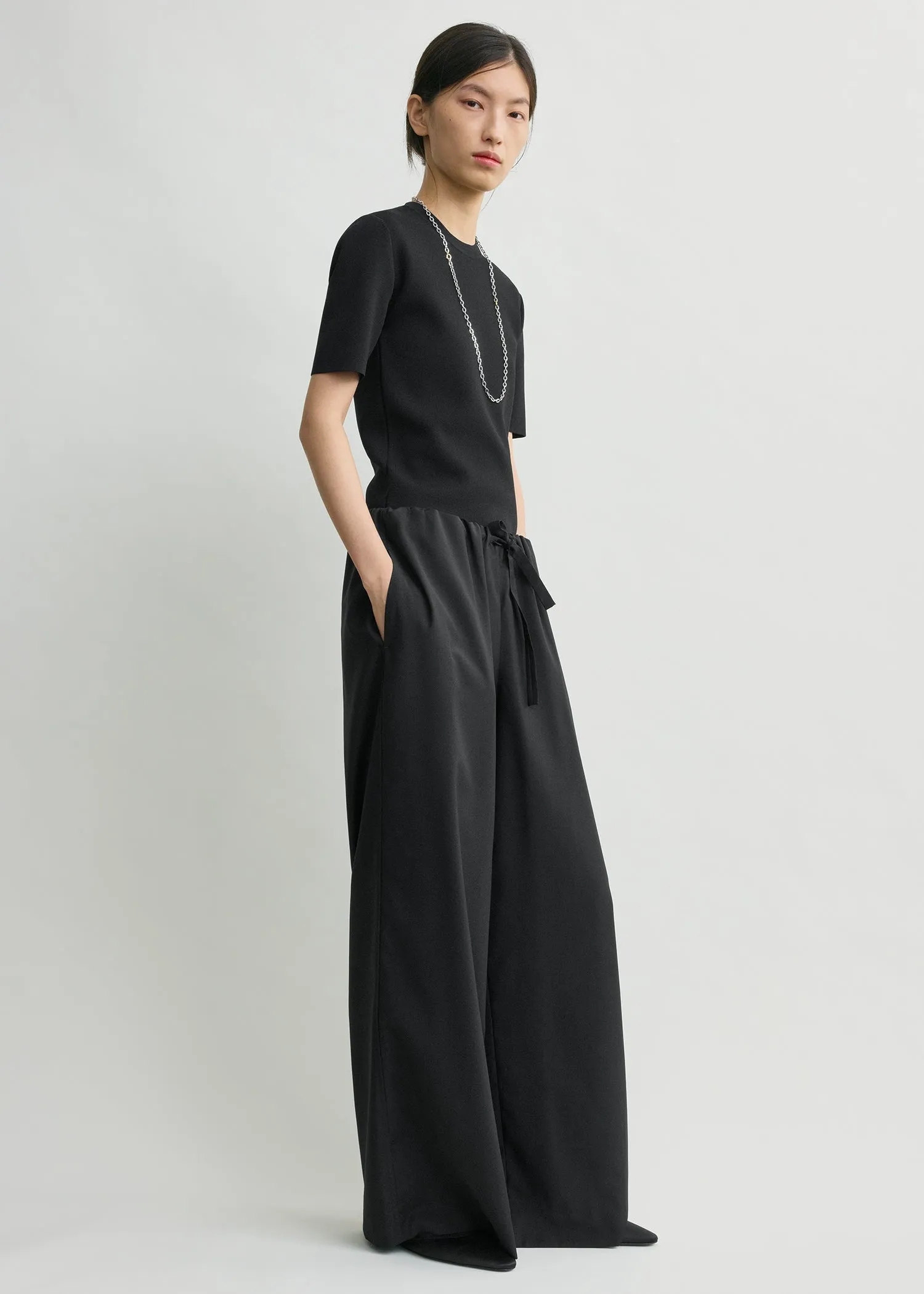 Drawstring dinner trousers black petite sold by Toteme product image thumbnail 2