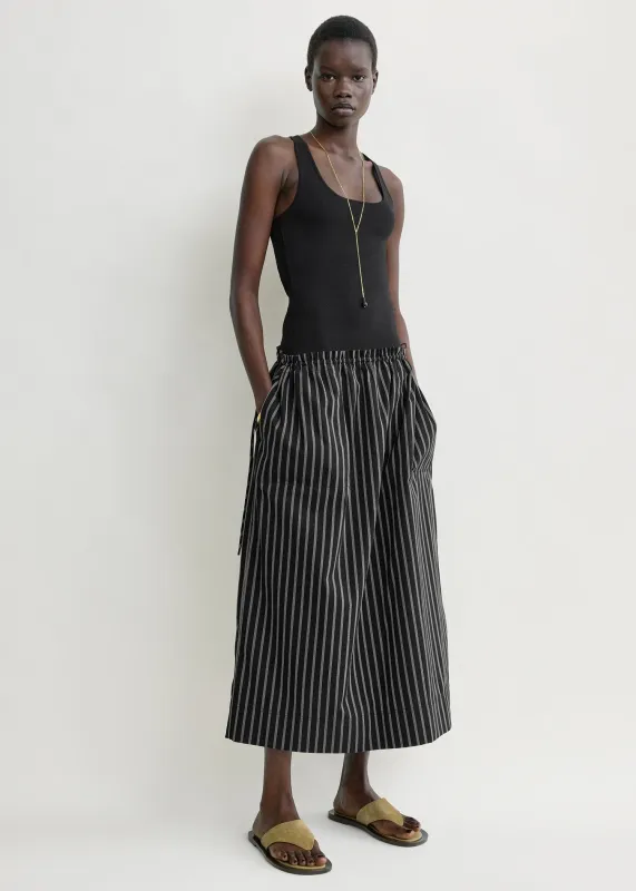 Striped drawstring skirt black/white made by Toteme