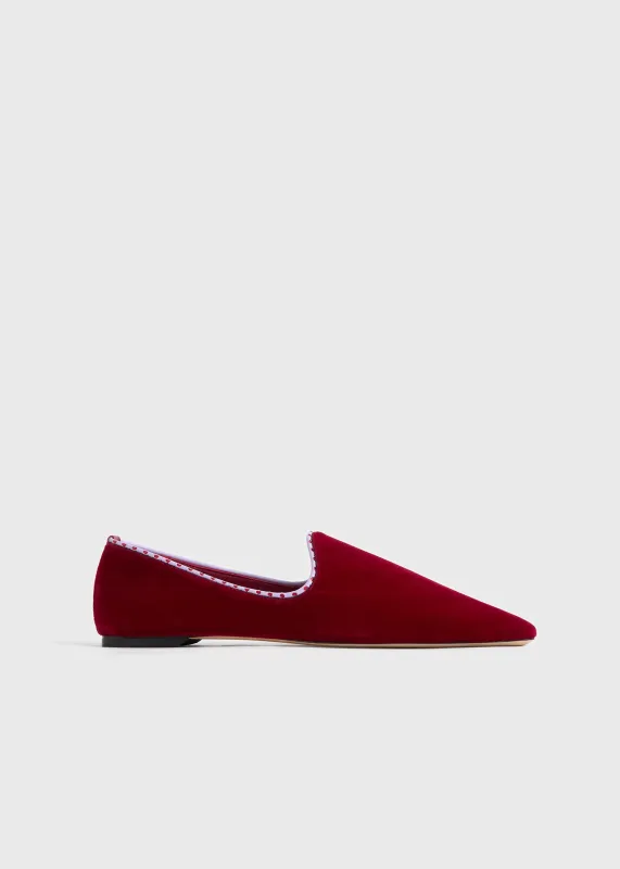Velvet venetian slippers red made by Toteme