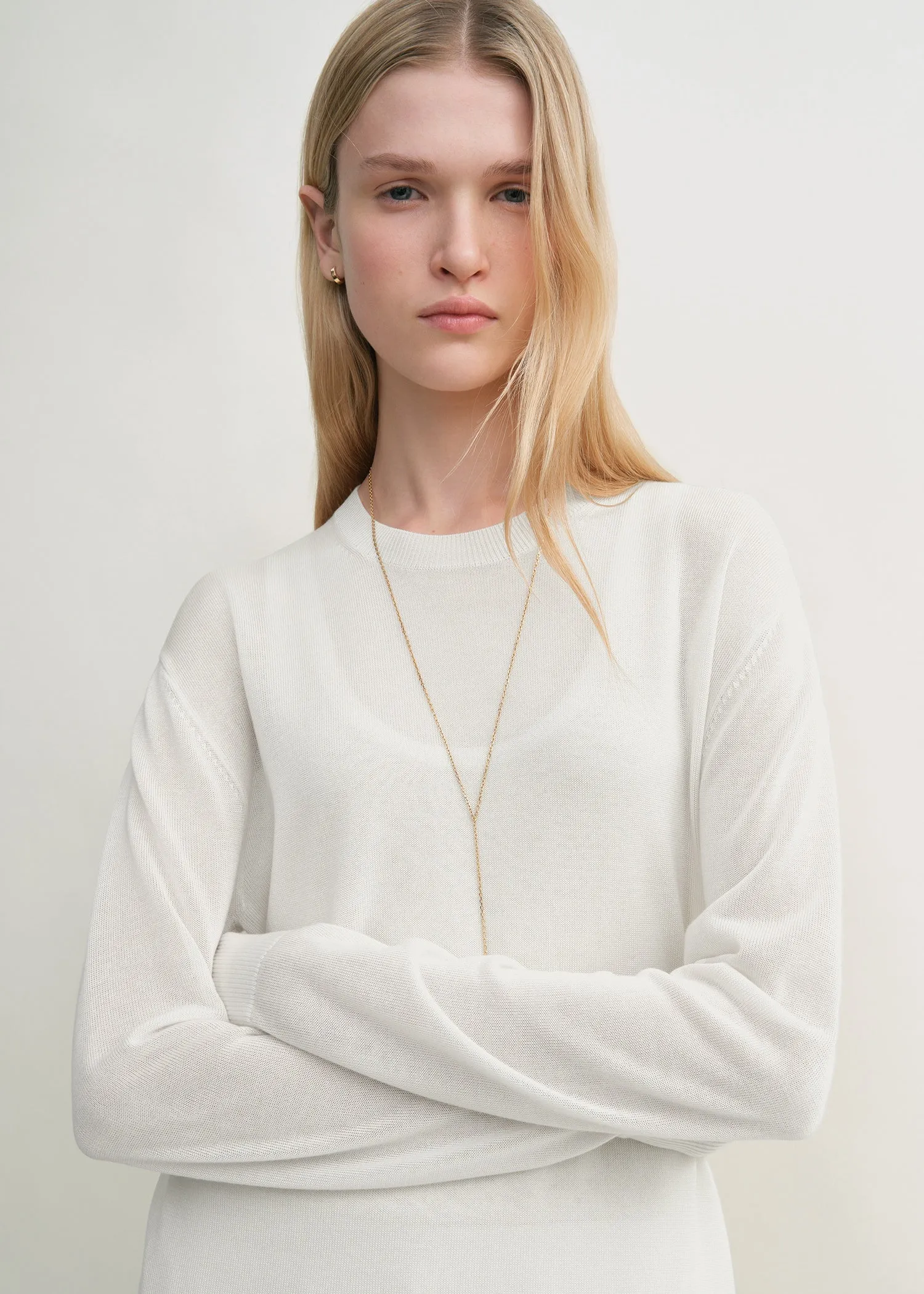 Long-sleeve tee knit white sold by Toteme product image thumbnail 4