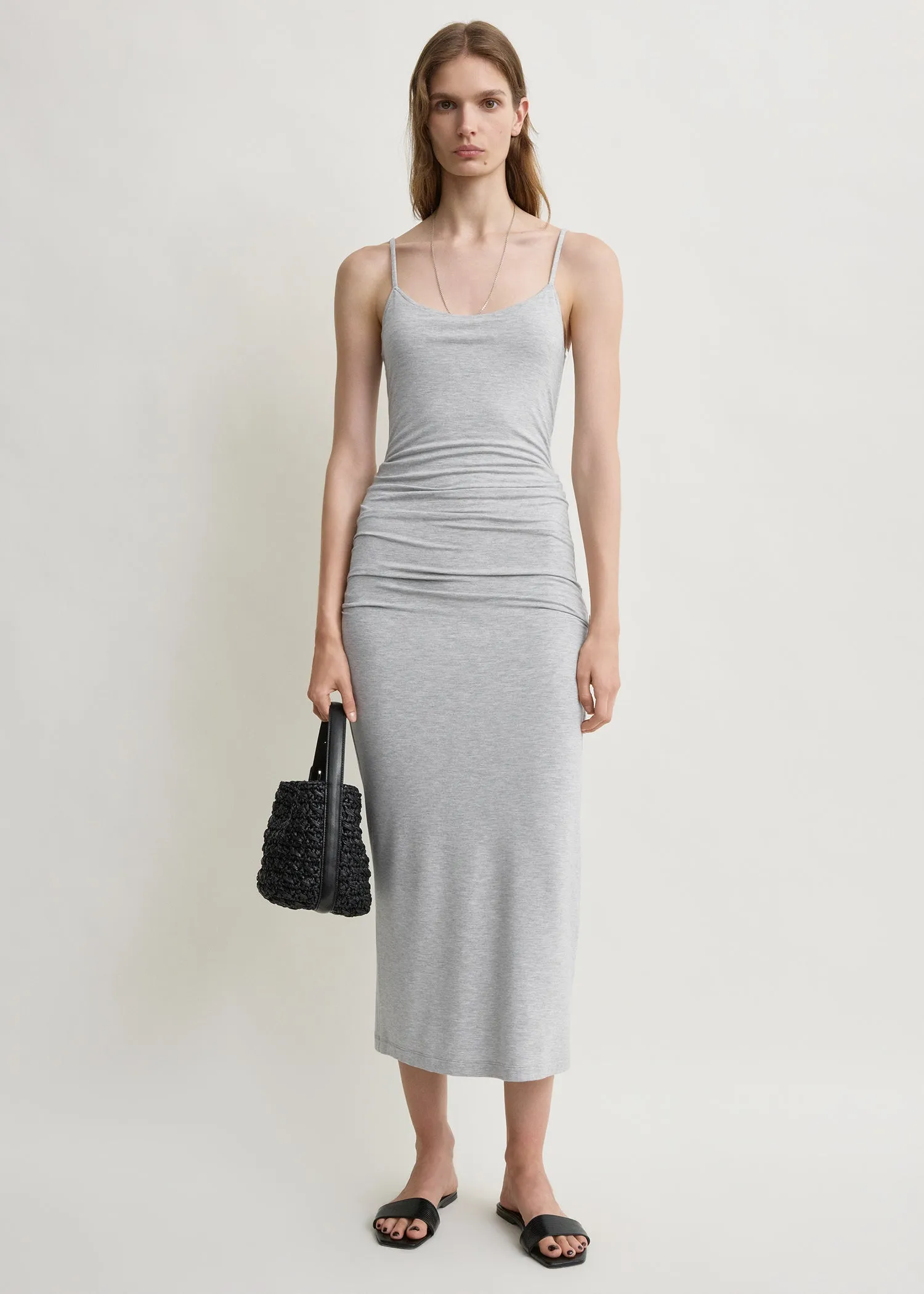 Draped slip dress pale grey mélange sold by Toteme
