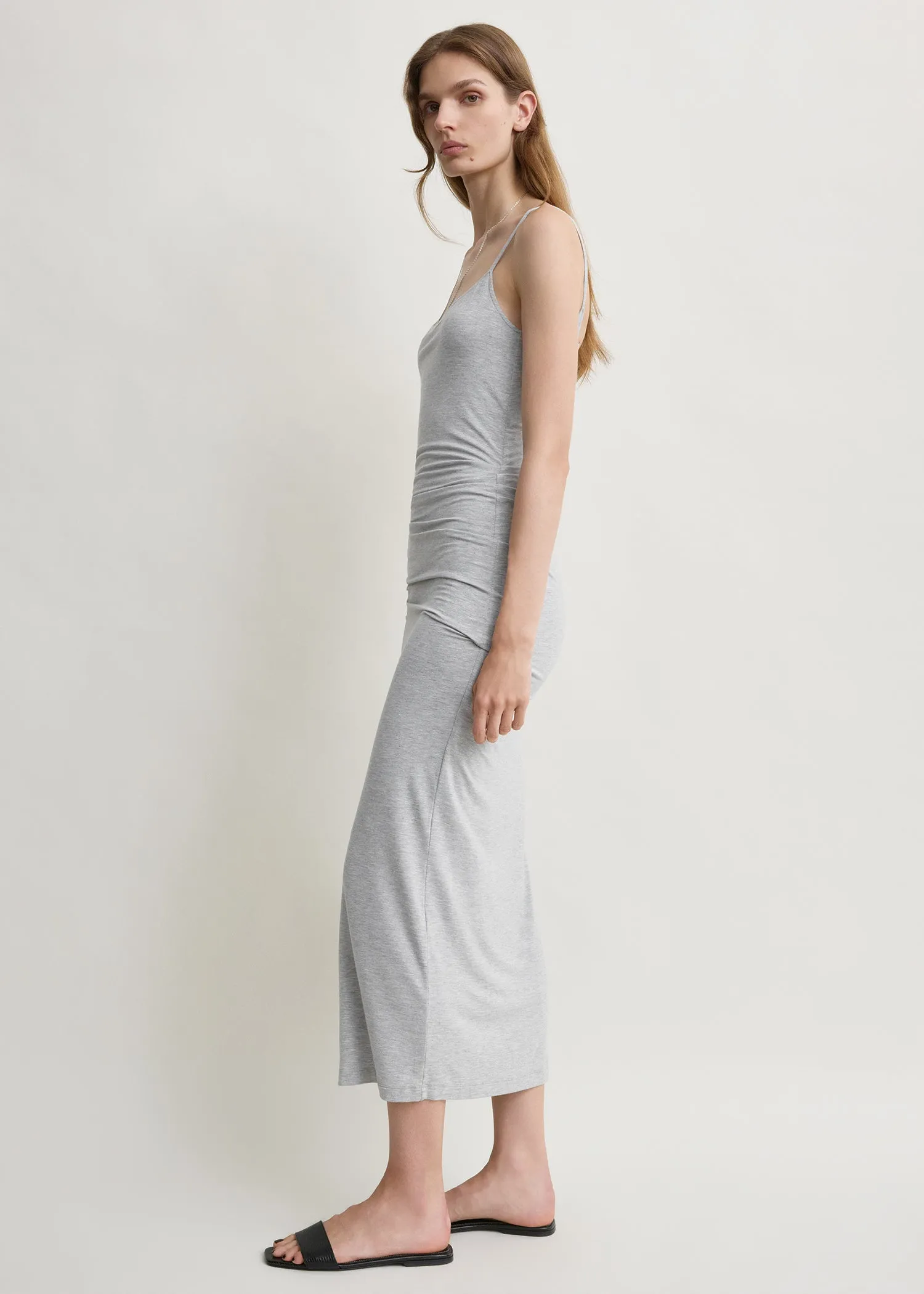 Draped slip dress pale grey mélange sold by Toteme product image thumbnail 2