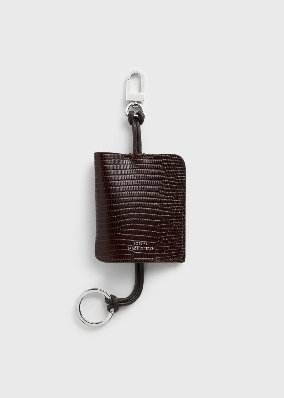 Lizard-embossed keyring brown made by Toteme