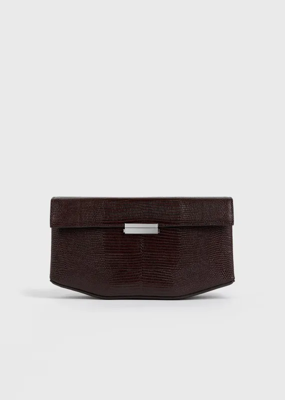 Clip lizard-embossed clutch brown made by Toteme
