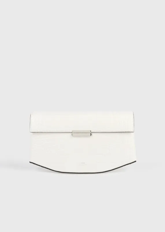 Clip croco-embossed clutch off-white made by Toteme
