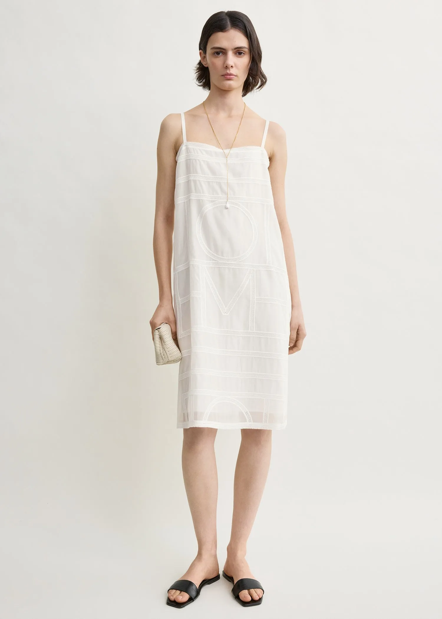 Monogram cotton voile dress white sold by Toteme