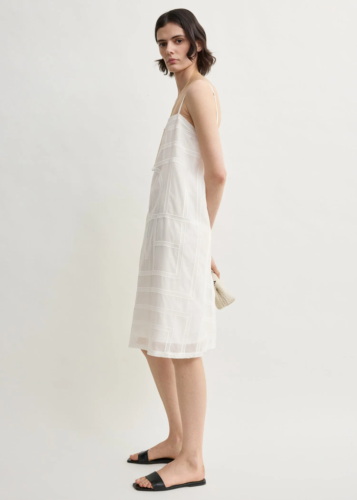 Monogram cotton voile dress white sold by Toteme product image thumbnail 2