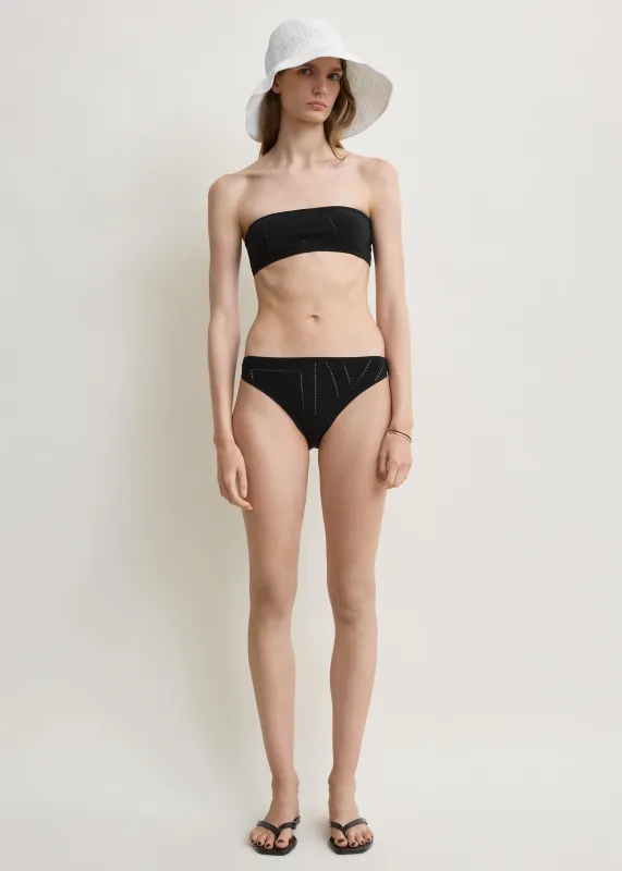 Pointelle strapless bikini top washed black made by Toteme