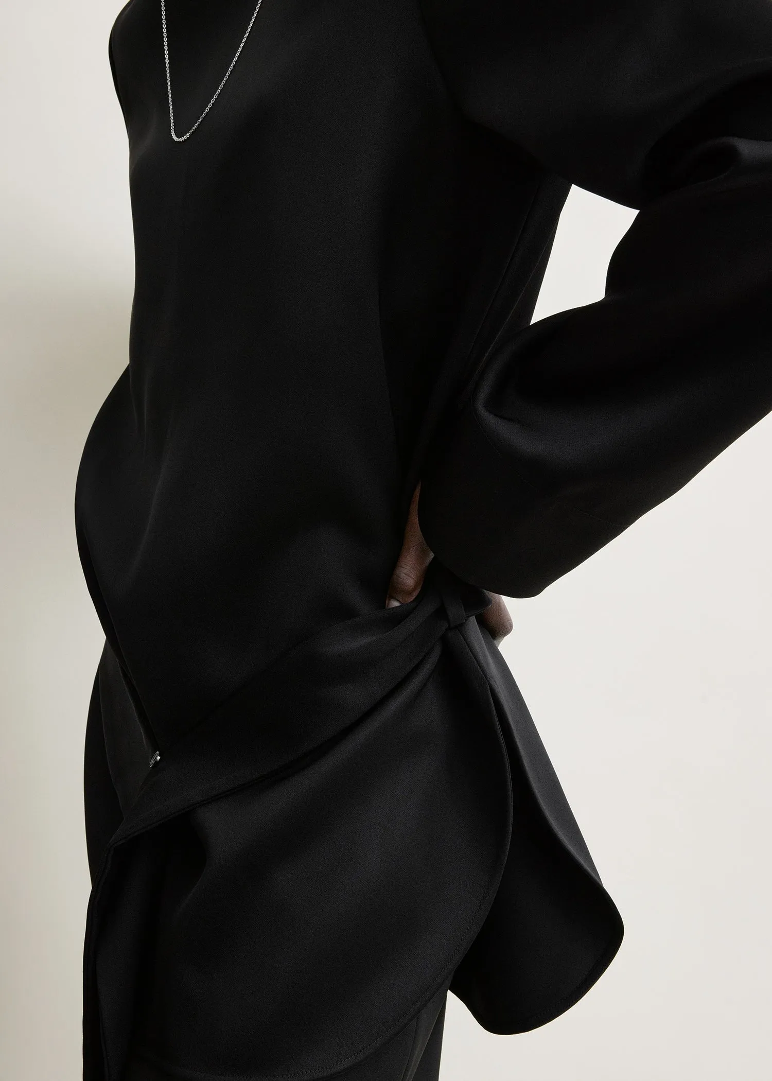 Belted satin tunic black sold by Toteme product image thumbnail 5