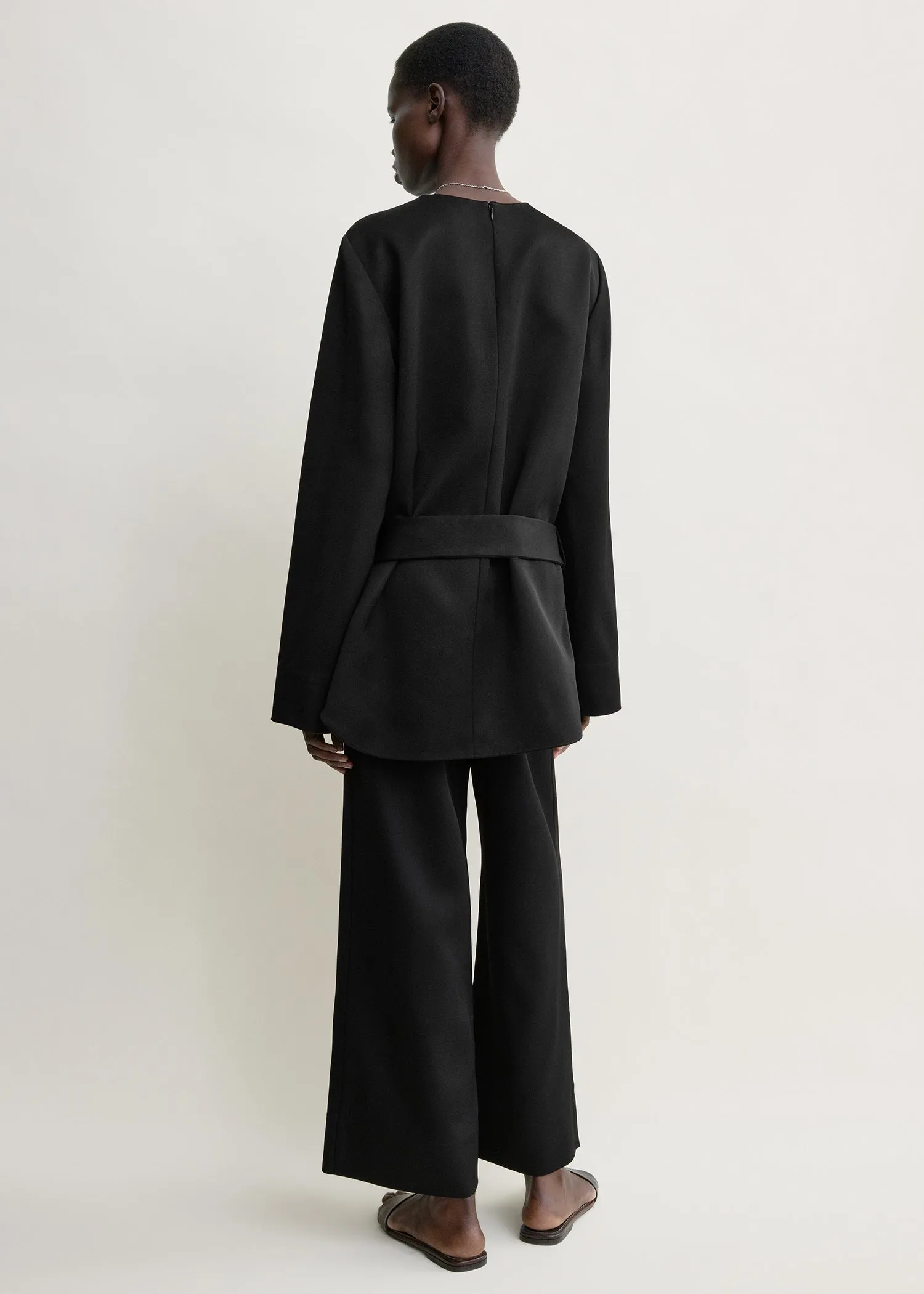 Belted satin tunic black sold by Toteme product image thumbnail 3