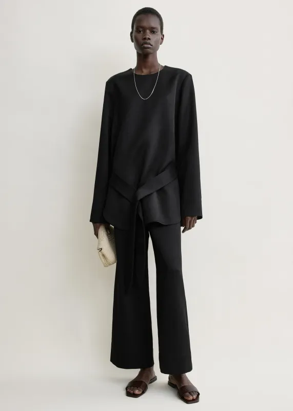 Belted satin tunic black made by Toteme