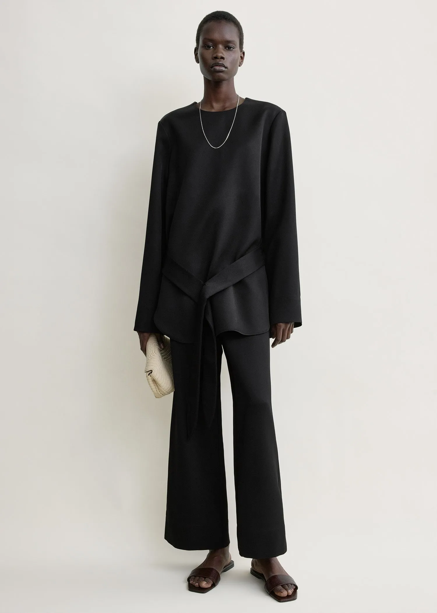 Belted satin tunic black sold by Toteme