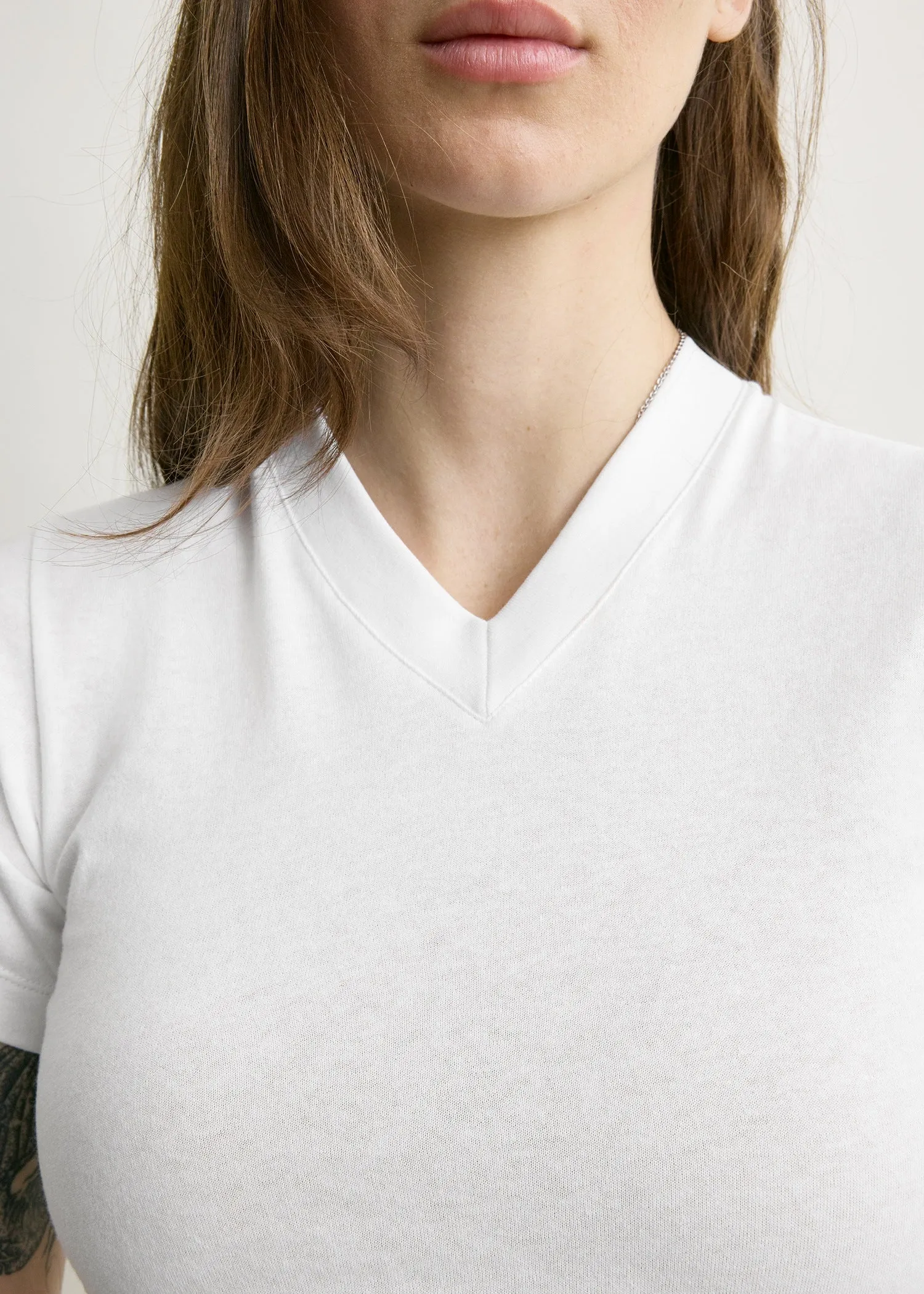 Wide-ribbed v-neck tee optic white sold by Toteme product image thumbnail 4