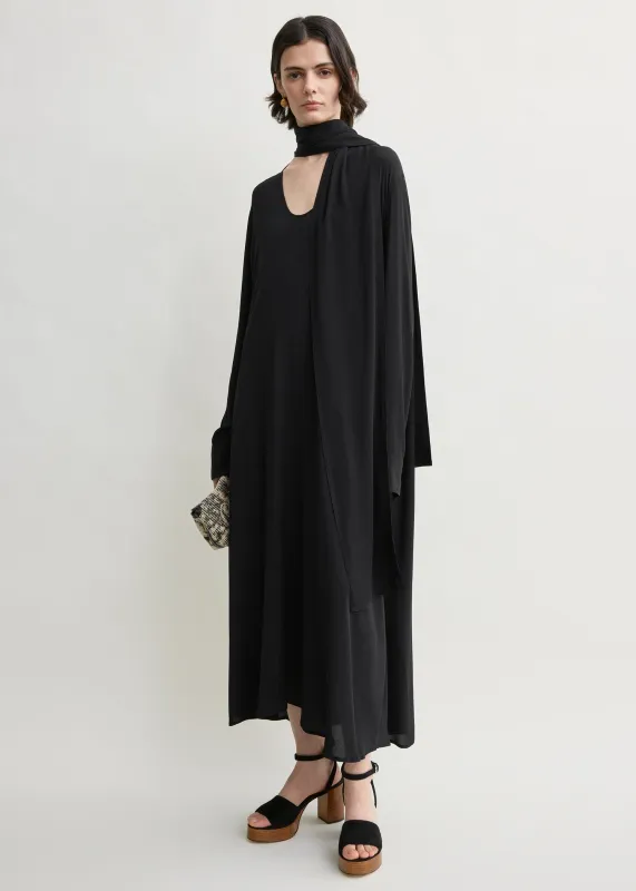 Rounded neckline dress black made by Toteme