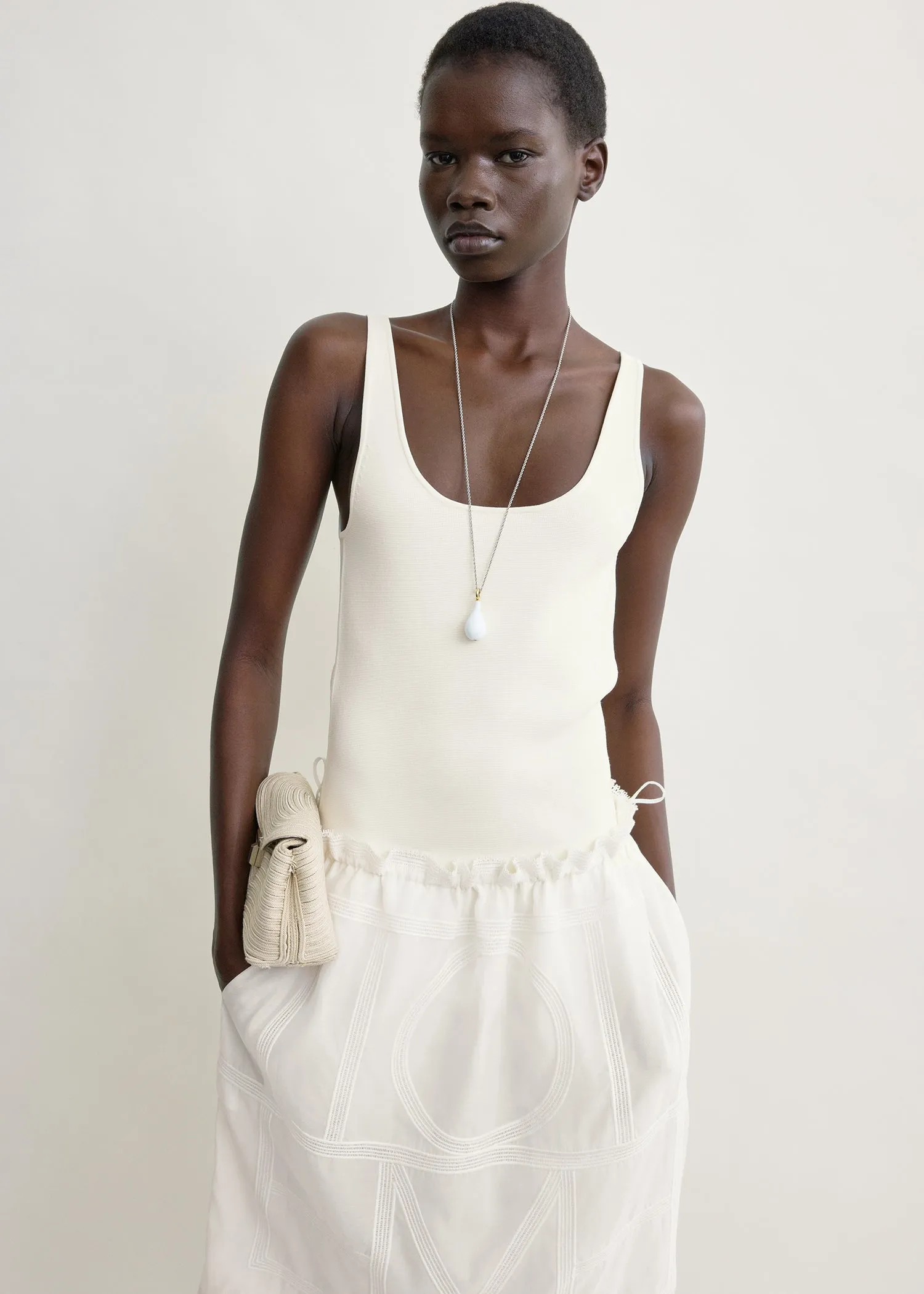 Monogram mini skirt white sold by Toteme product image thumbnail 4