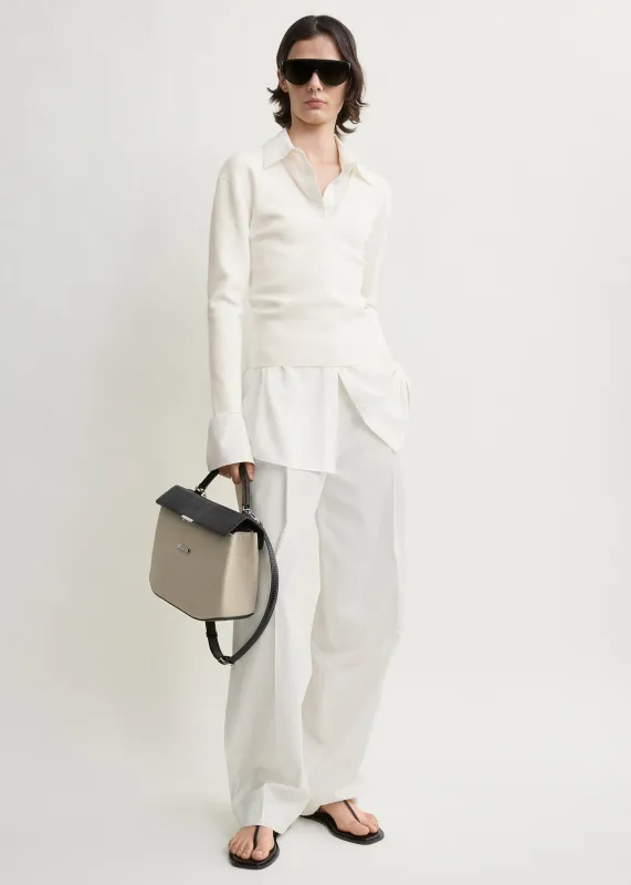 Compact knit v-neck off-white made by Toteme
