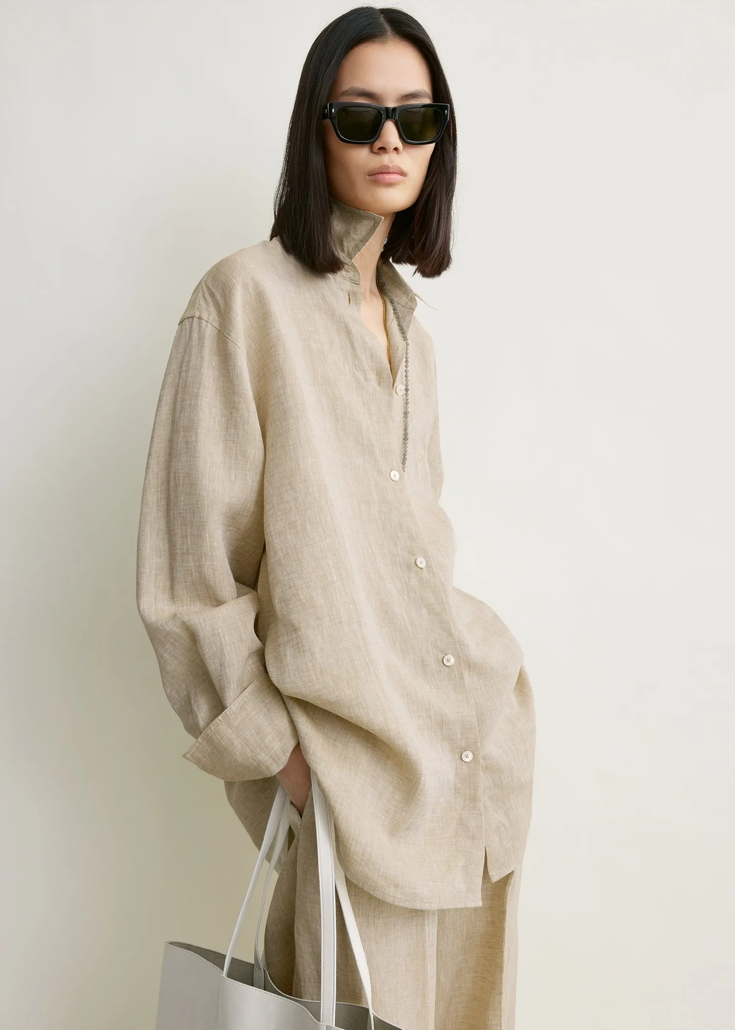Oversized summer shirt natural sold by Toteme product image thumbnail 4