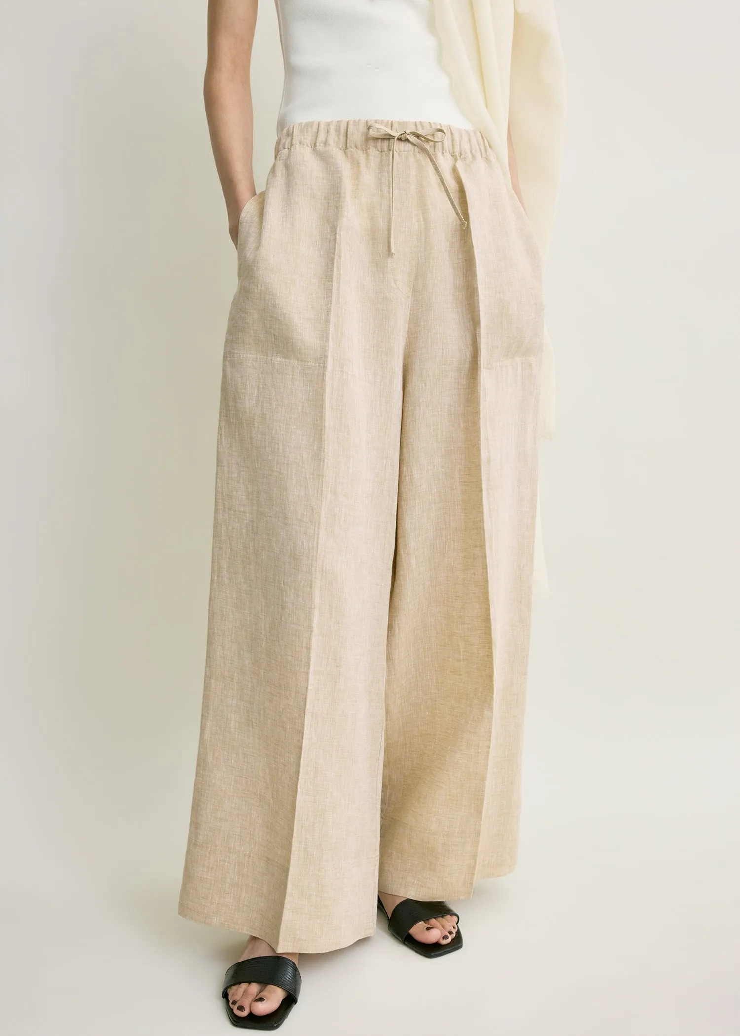 Wide summer trousers natural sold by Toteme product image thumbnail 4