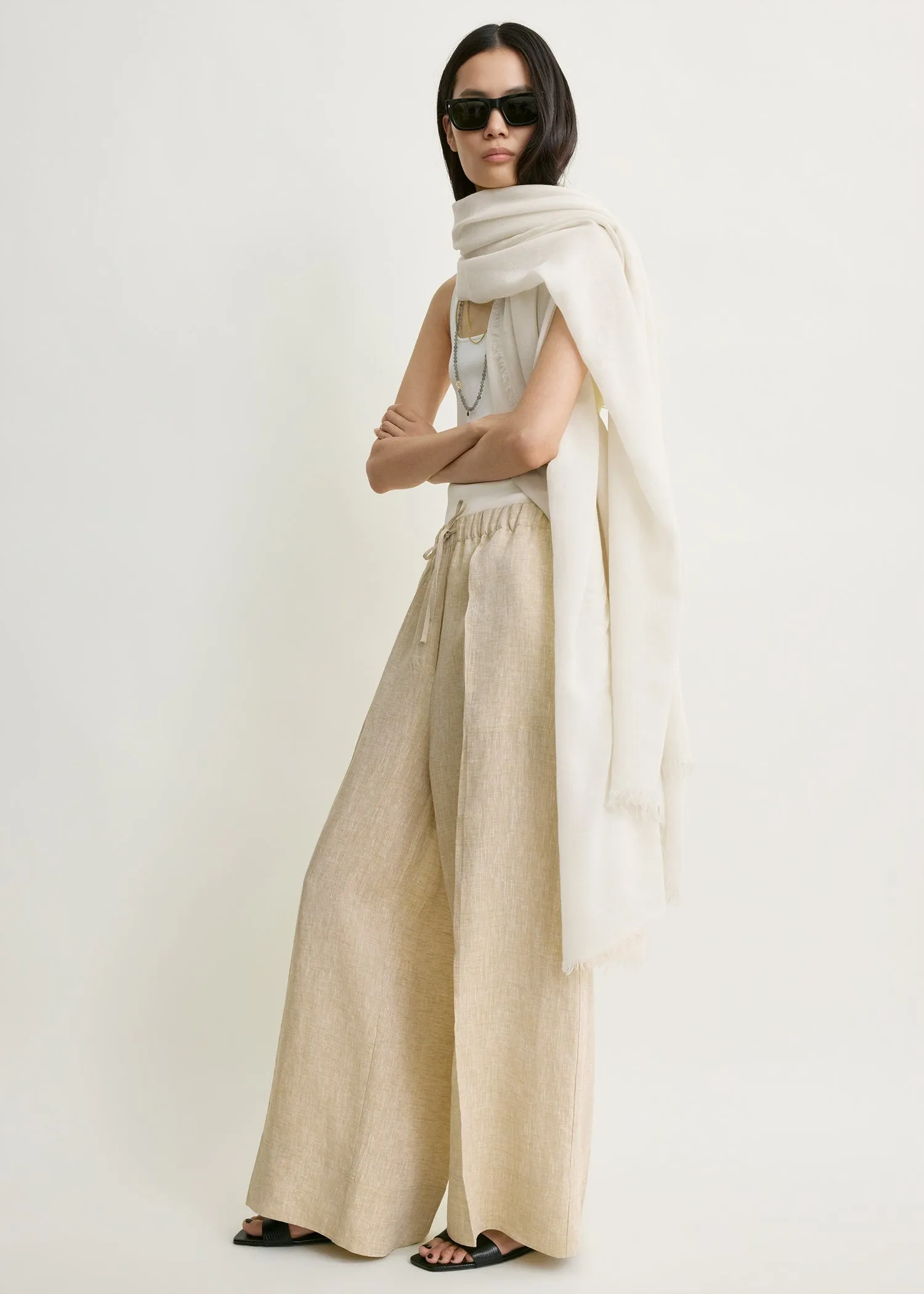 Wide summer trousers natural sold by Toteme product image thumbnail 2