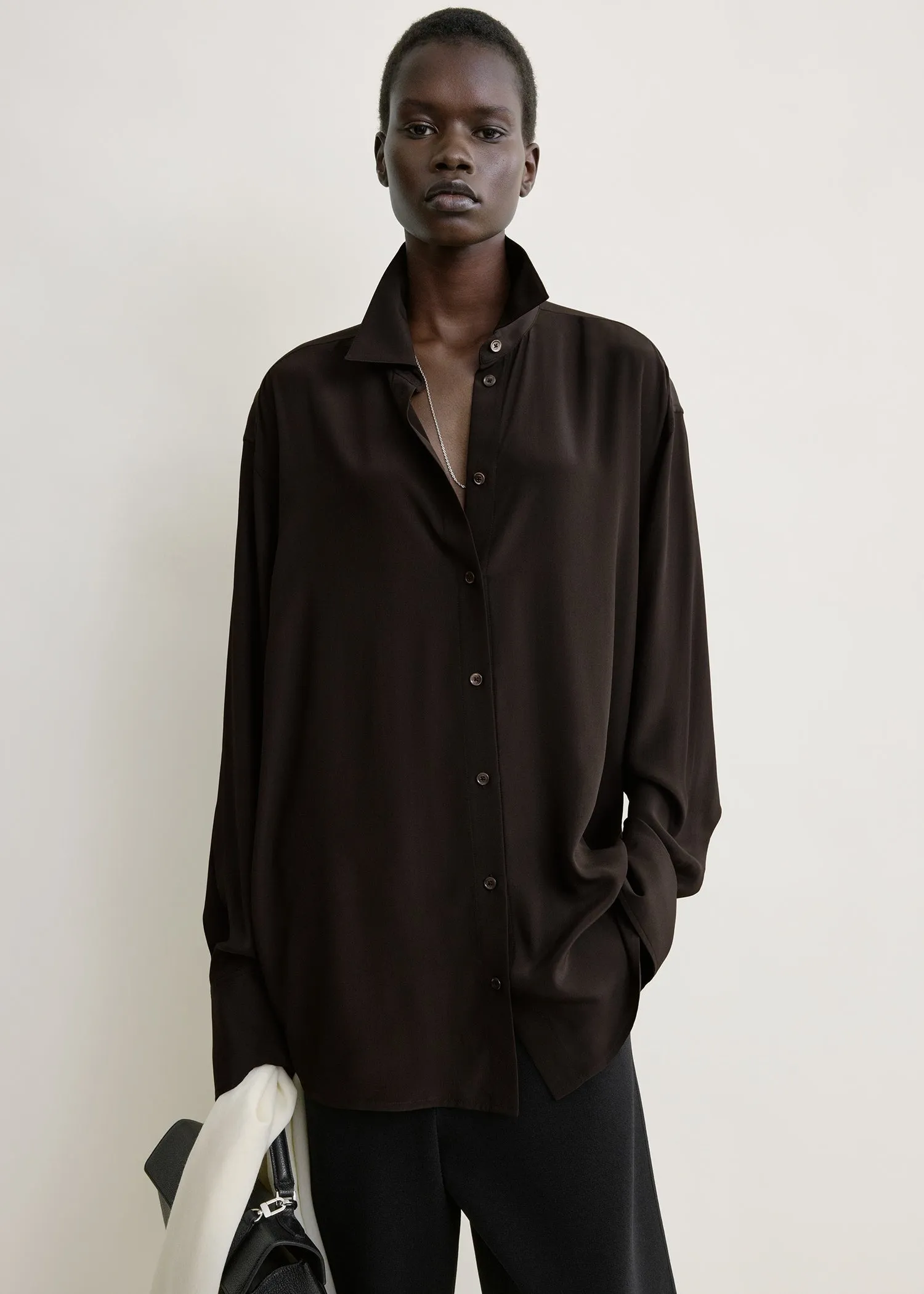 Silk crepe shirt brown sold by Toteme product image thumbnail 4