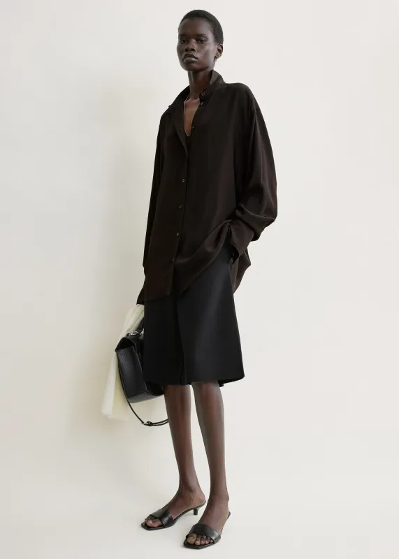 Silk crepe shirt brown made by Toteme