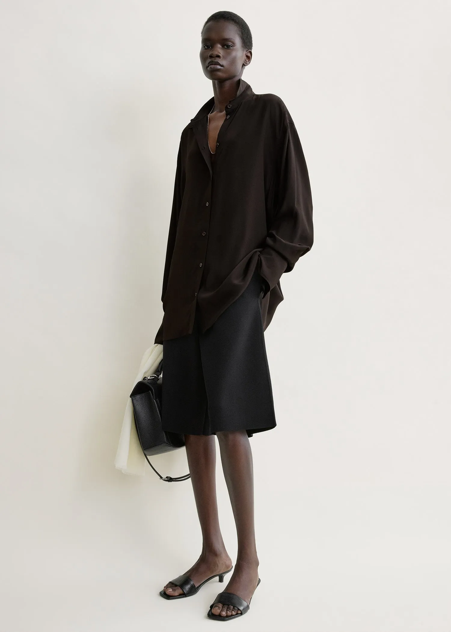 Silk crepe shirt brown sold by Toteme