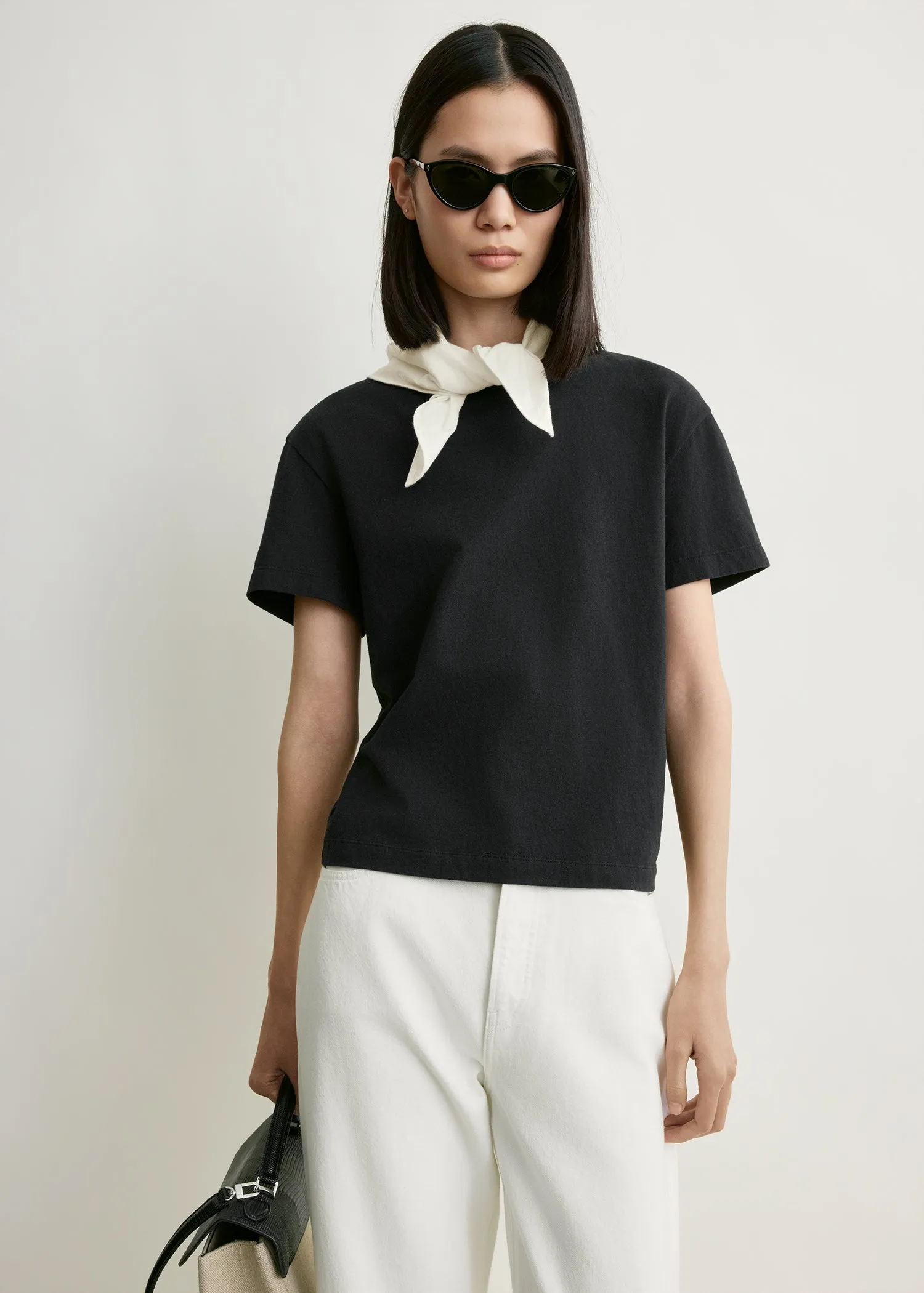 Scarf tee black/ecru sold by Toteme product image thumbnail 4