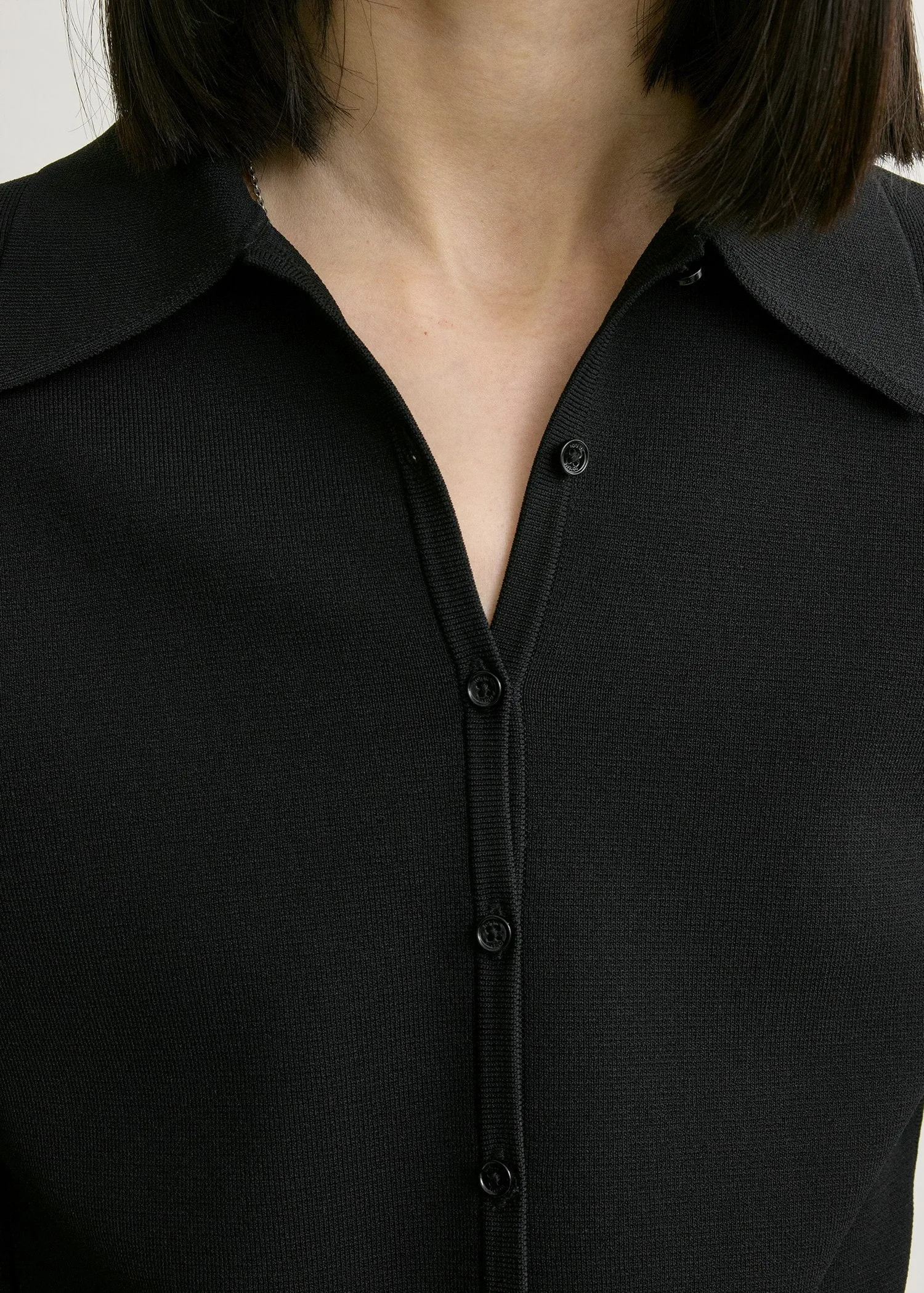 Compact knit buttoned top black sold by Toteme product image thumbnail 5
