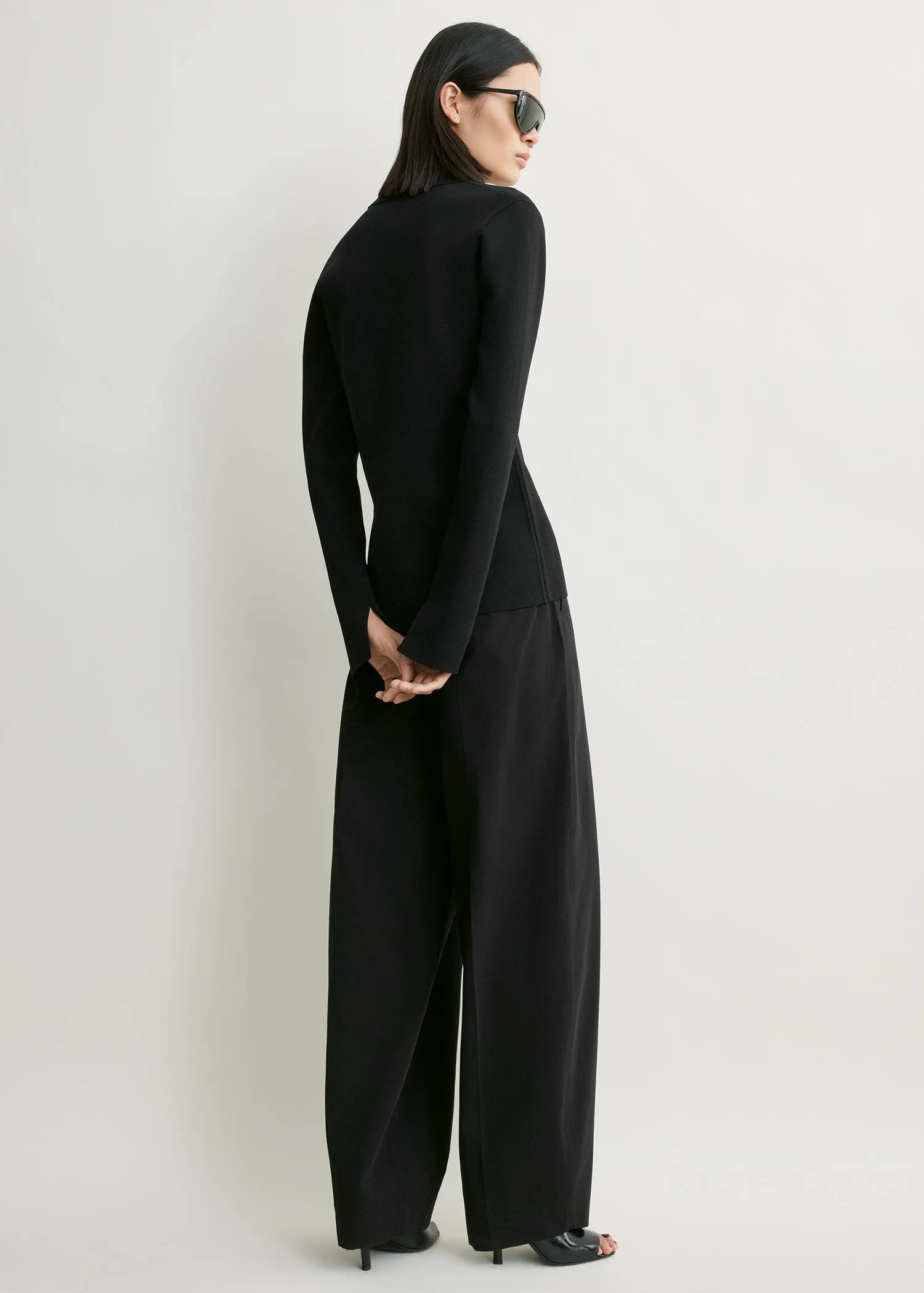 Compact knit buttoned top black sold by Toteme product image thumbnail 3