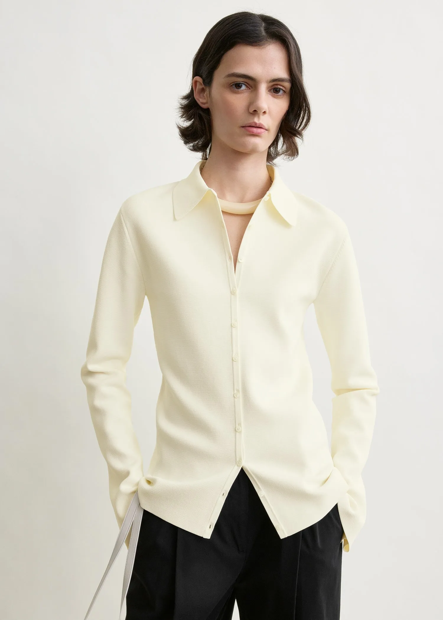 Compact knit buttoned top white sold by Toteme product image thumbnail 4